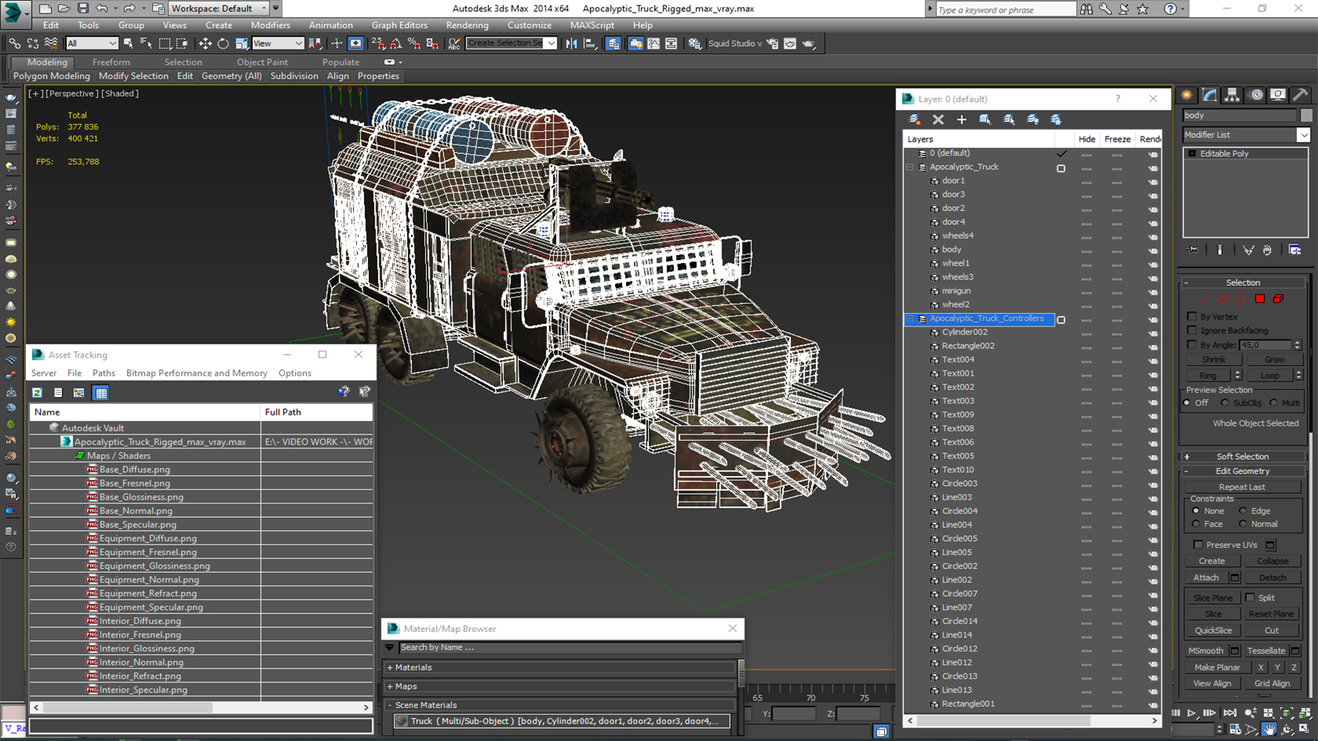 Apocalyptic Truck Rigged 3D model