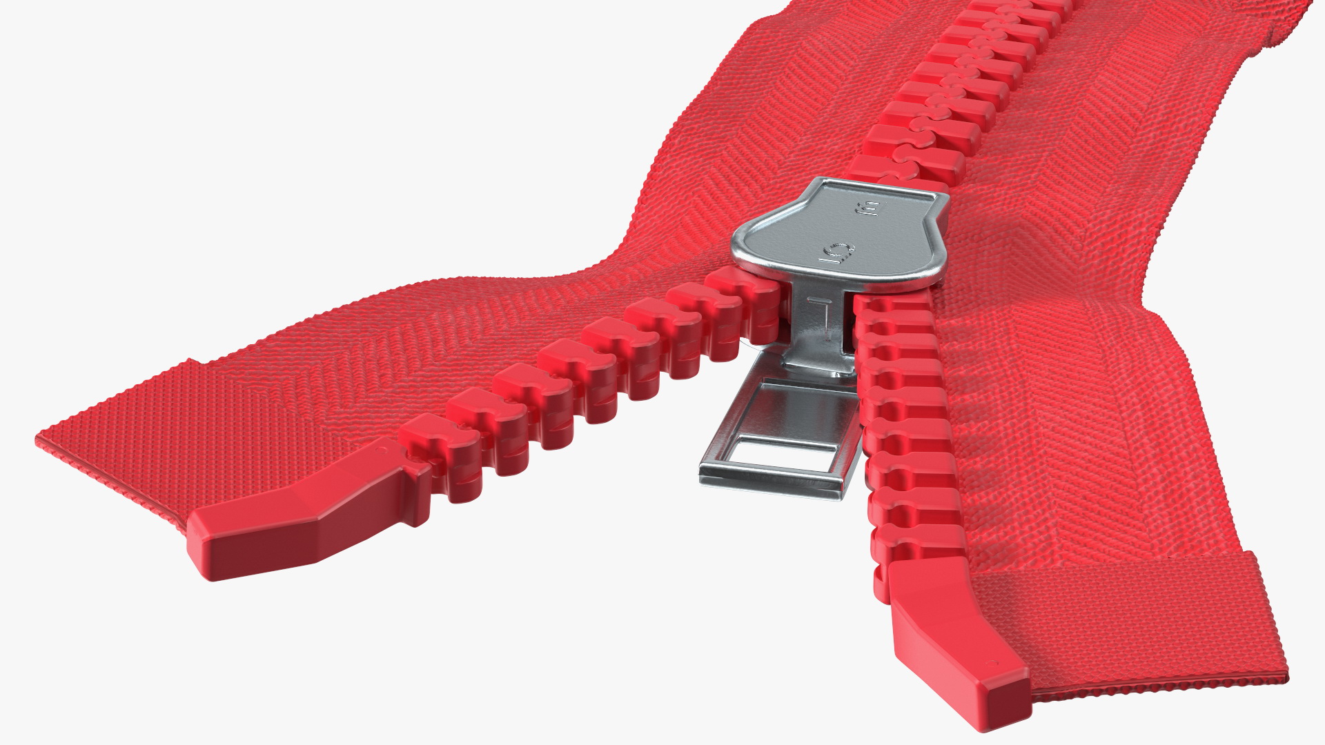 3D model Two Way Zipper Opened Red