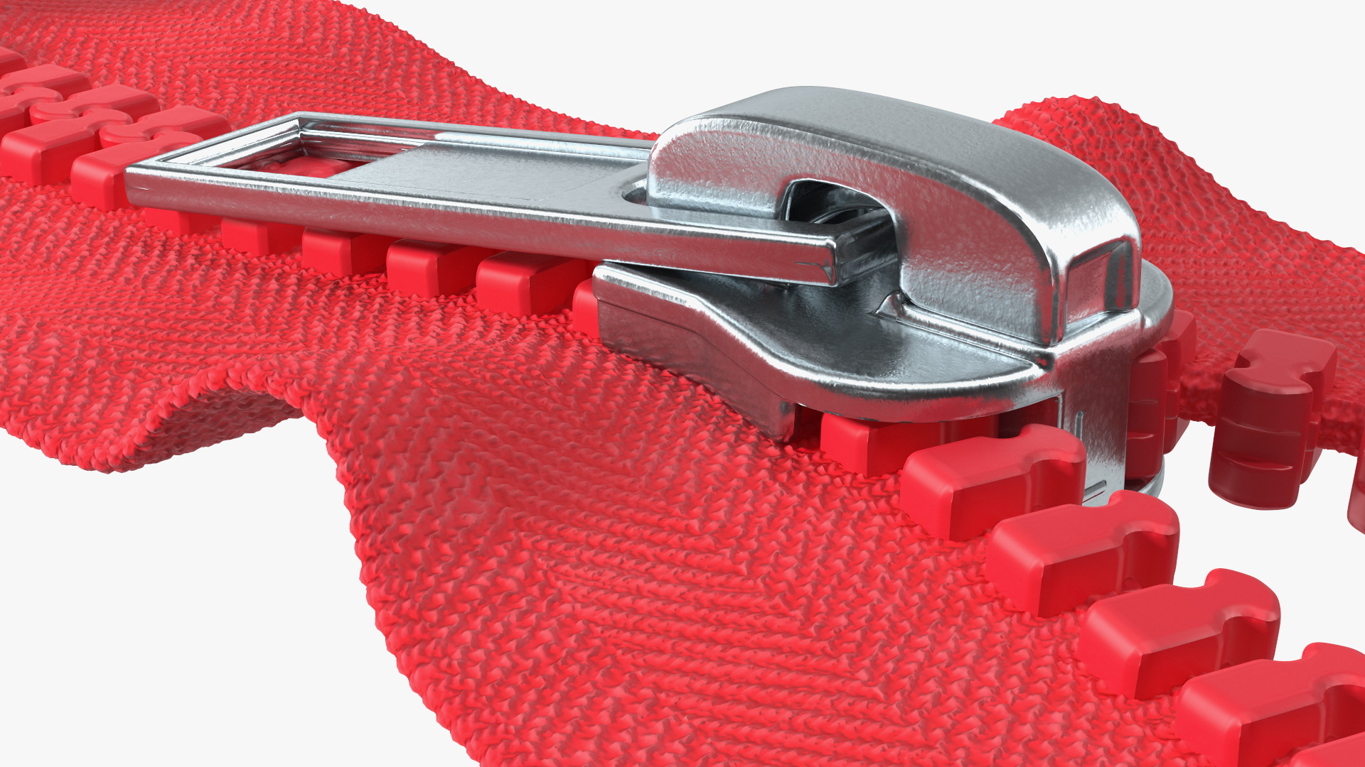 3D model Two Way Zipper Opened Red