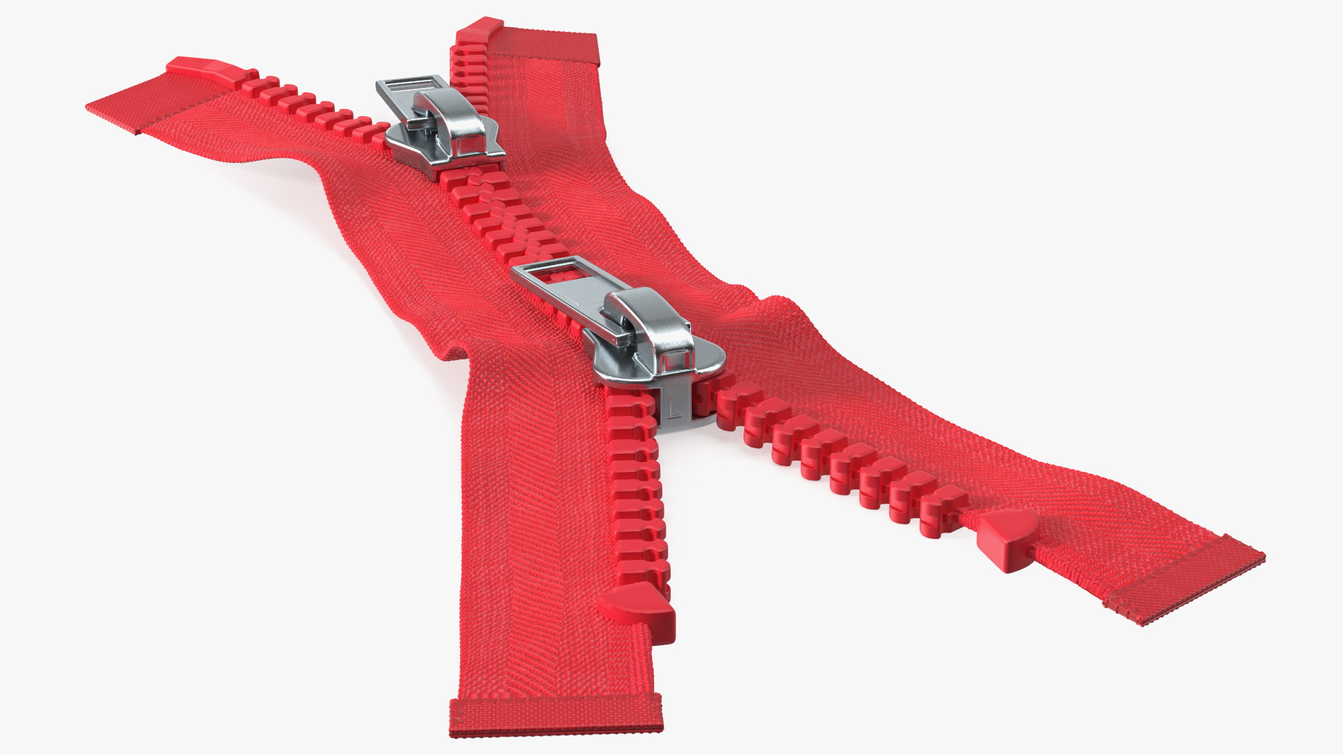 3D model Two Way Zipper Opened Red