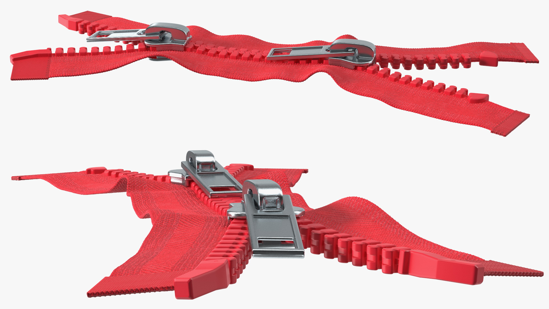 3D model Two Way Zipper Opened Red