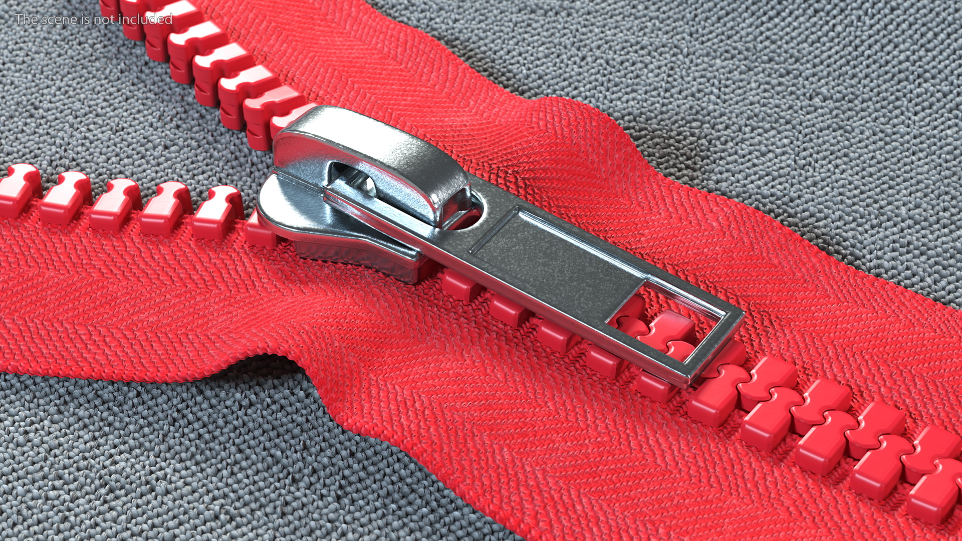 3D model Two Way Zipper Opened Red