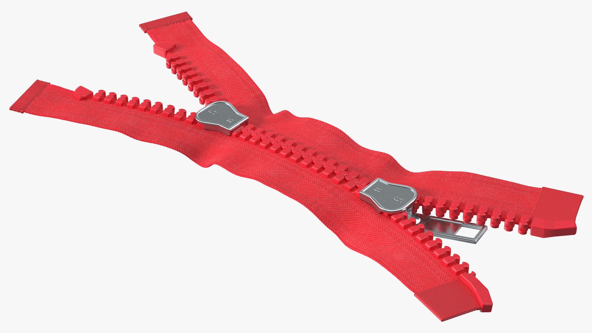 3D model Two Way Zipper Opened Red