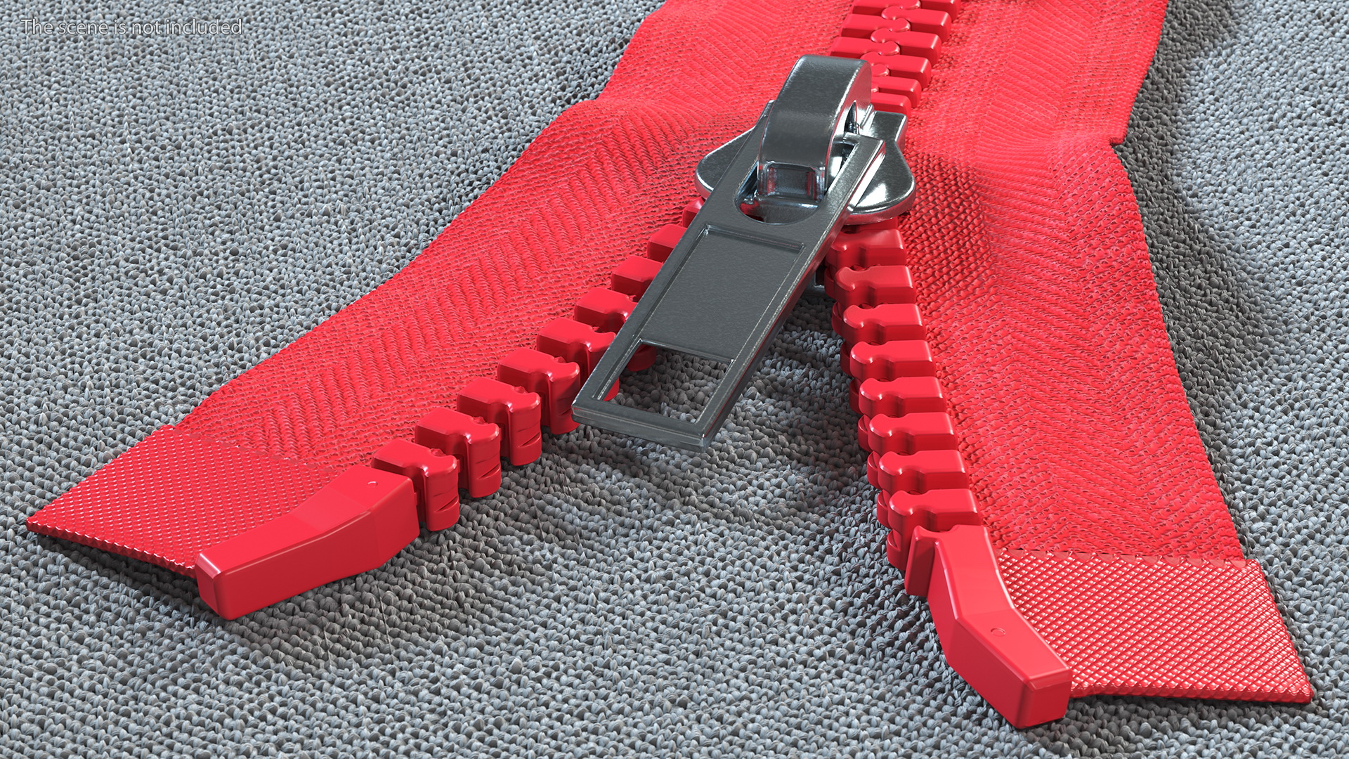 3D model Two Way Zipper Opened Red