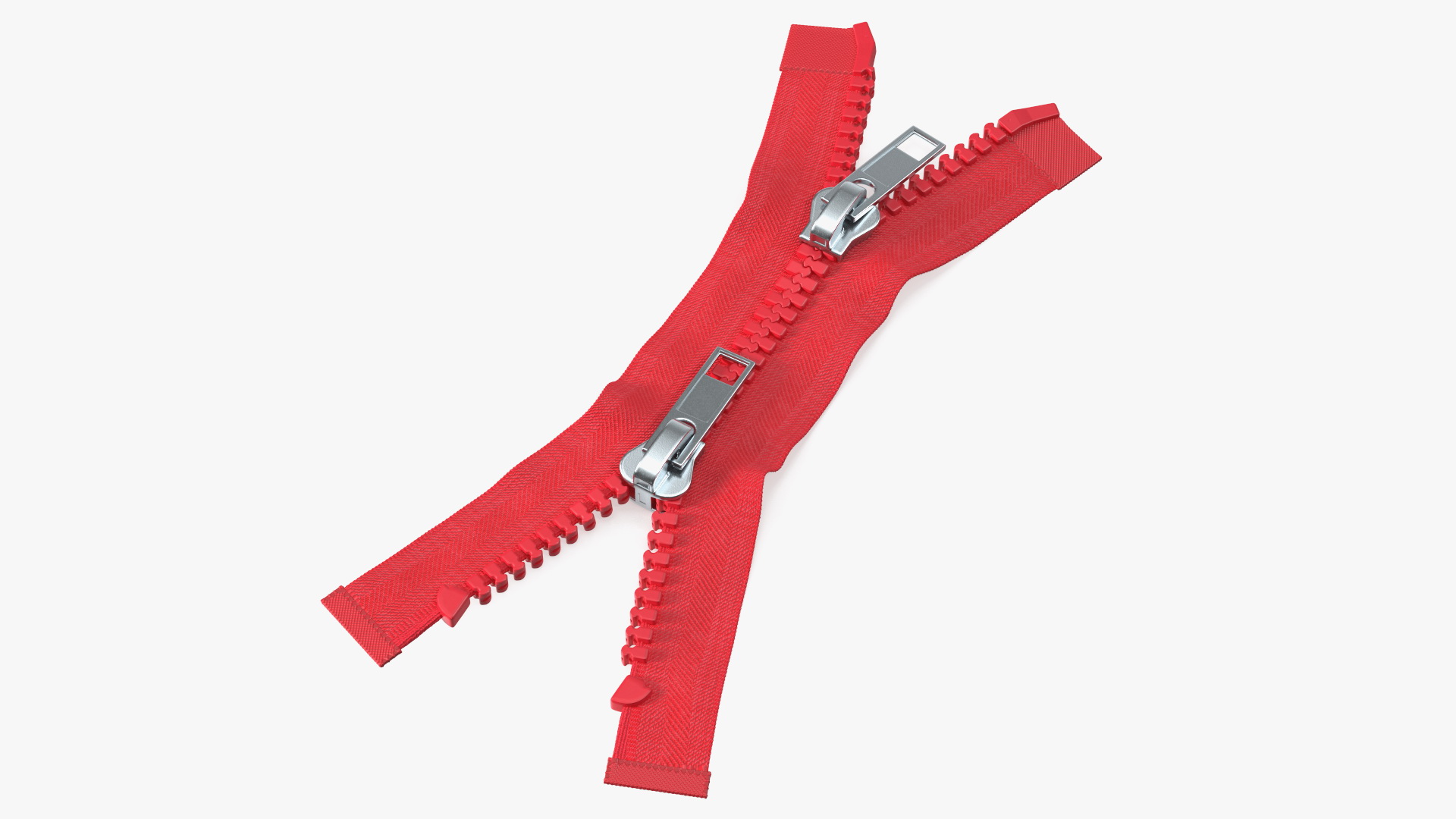 3D model Two Way Zipper Opened Red