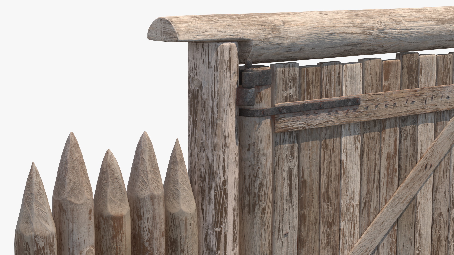 Medieval Wooden Gate and Monk 3D model