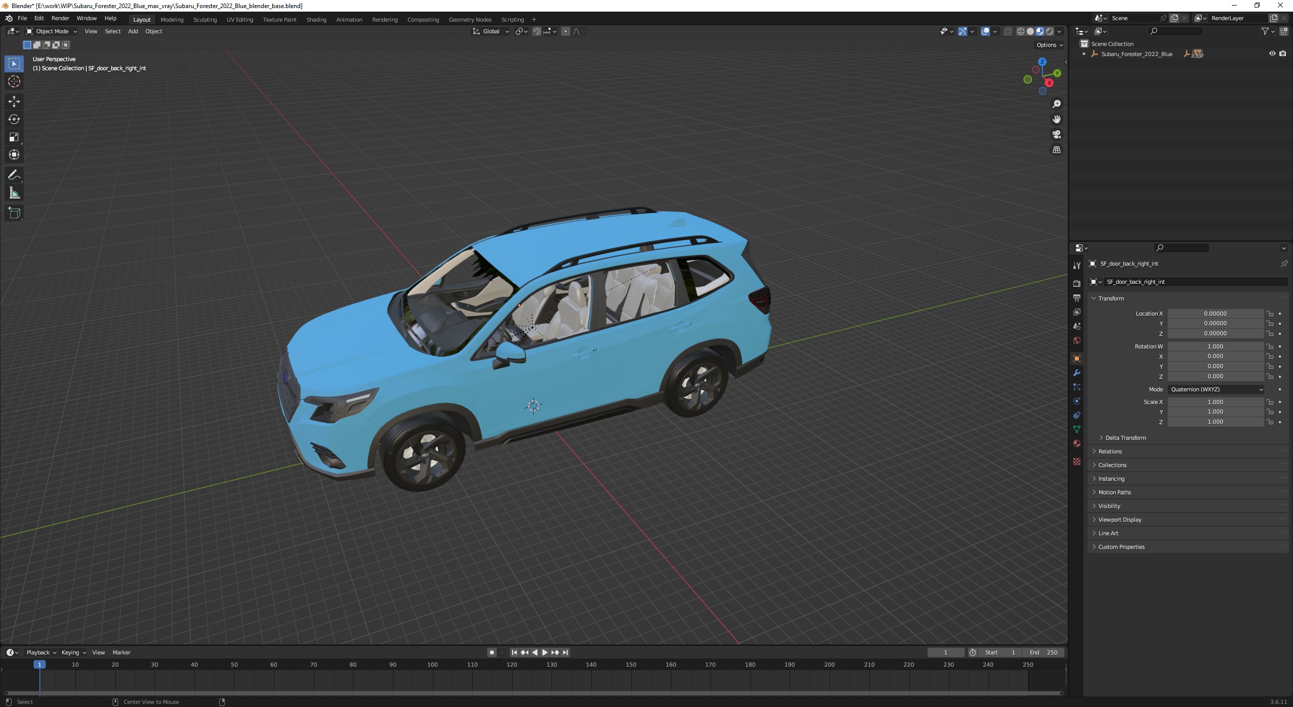 3D model Subaru Forester 2022 Blue