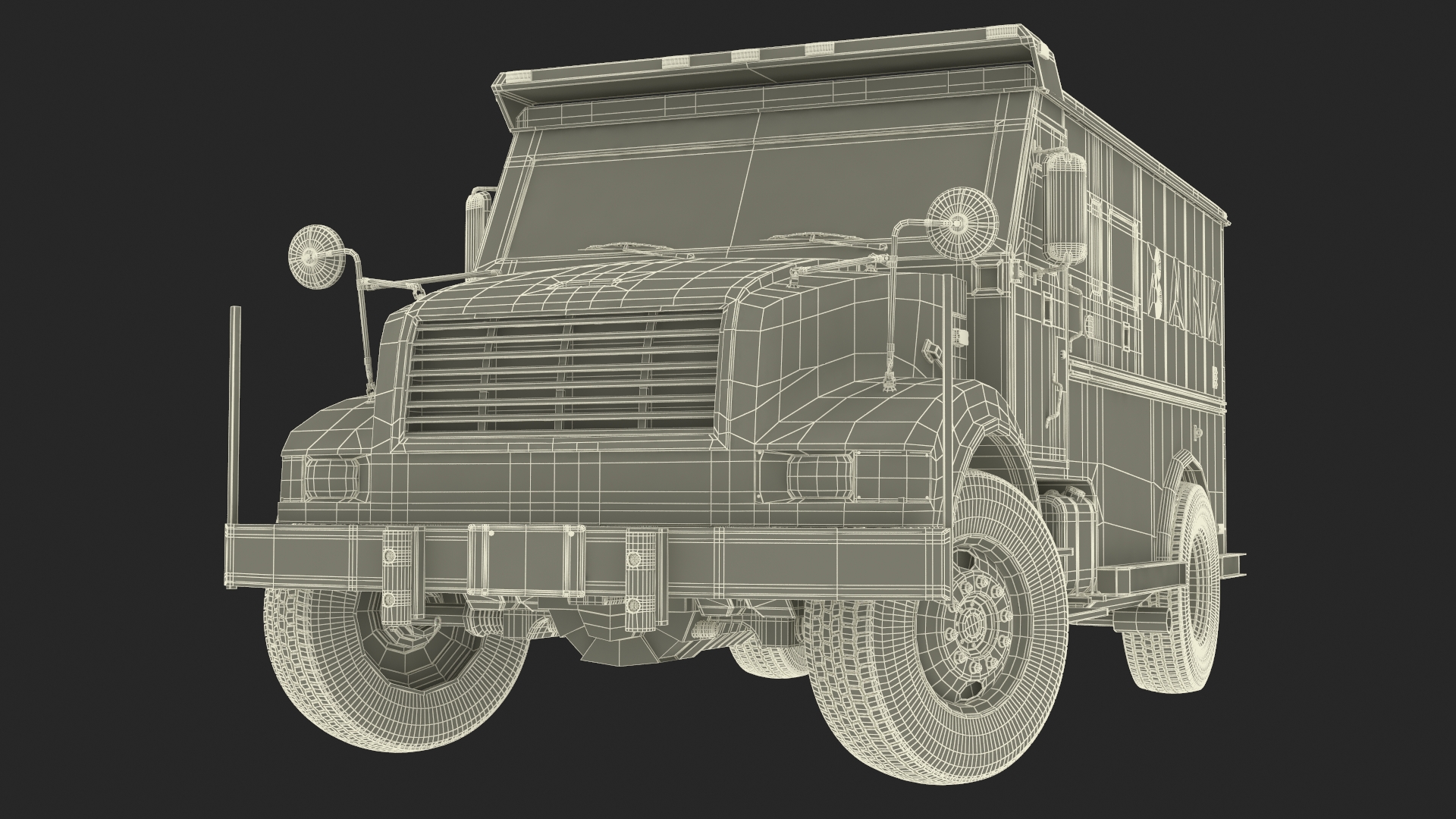 Armored Bank Truck Vehicle Rigged for Cinema 4D 3D