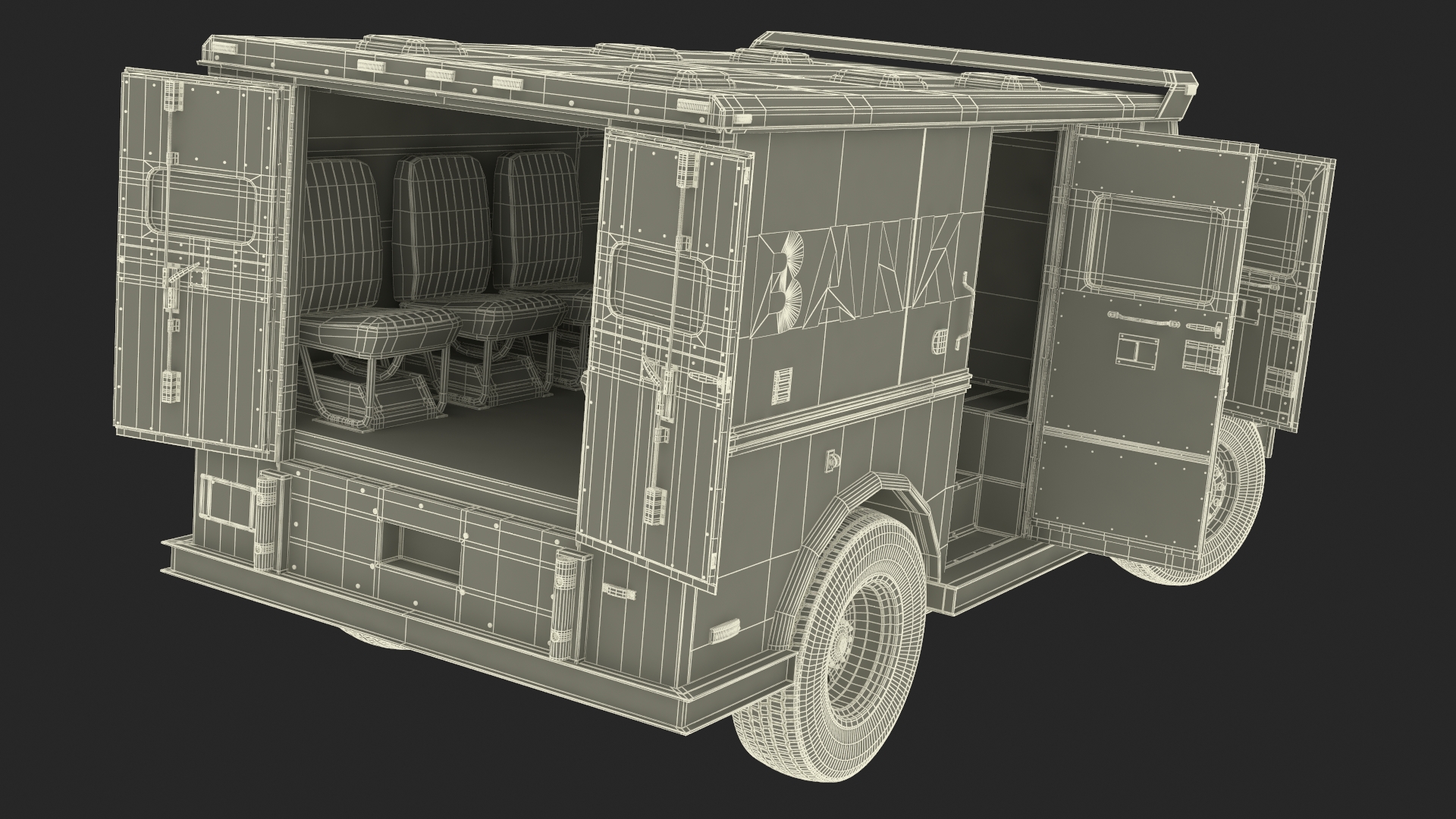 Armored Bank Truck Vehicle Rigged for Cinema 4D 3D