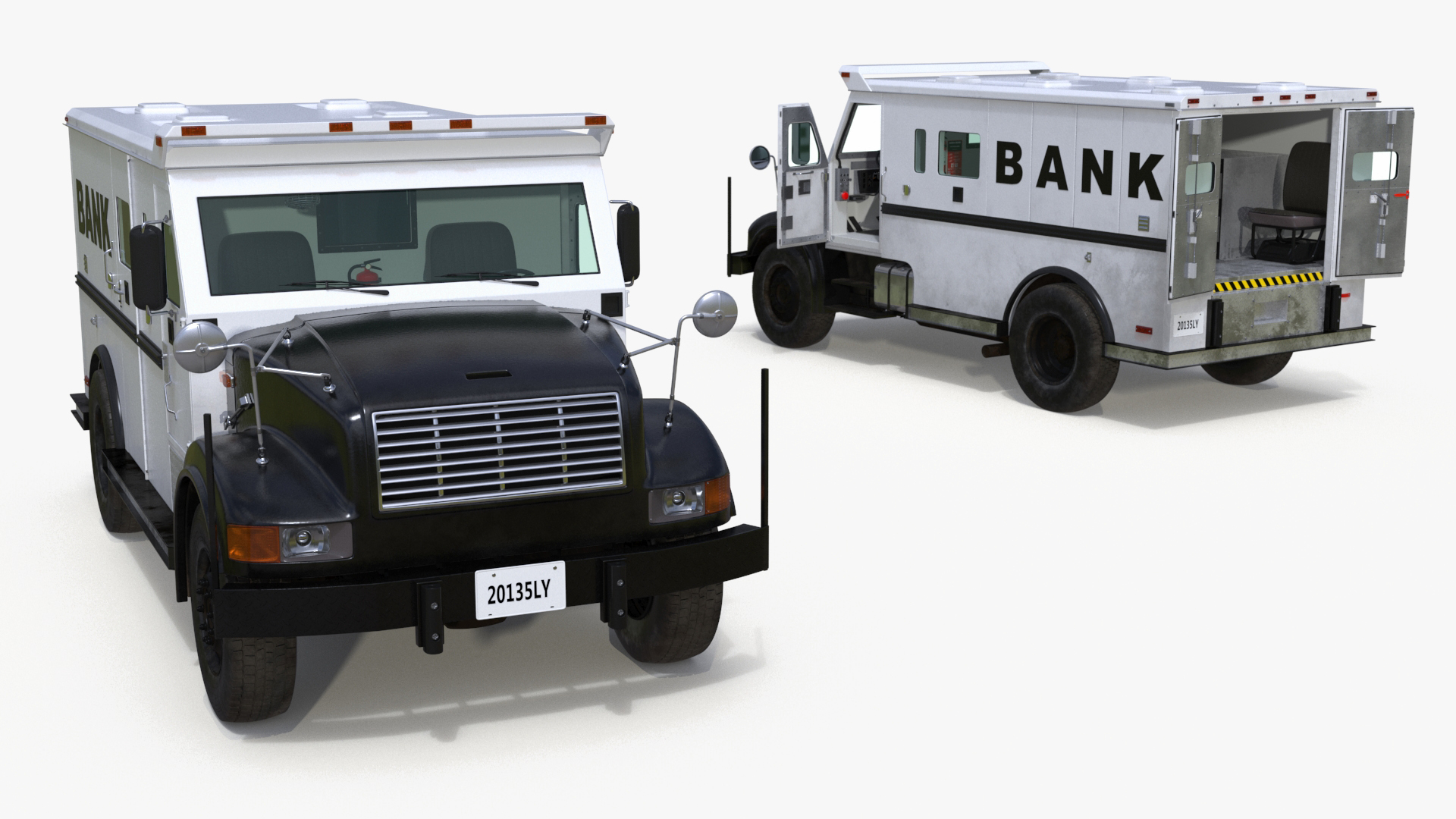 Armored Bank Truck Vehicle Rigged for Cinema 4D 3D