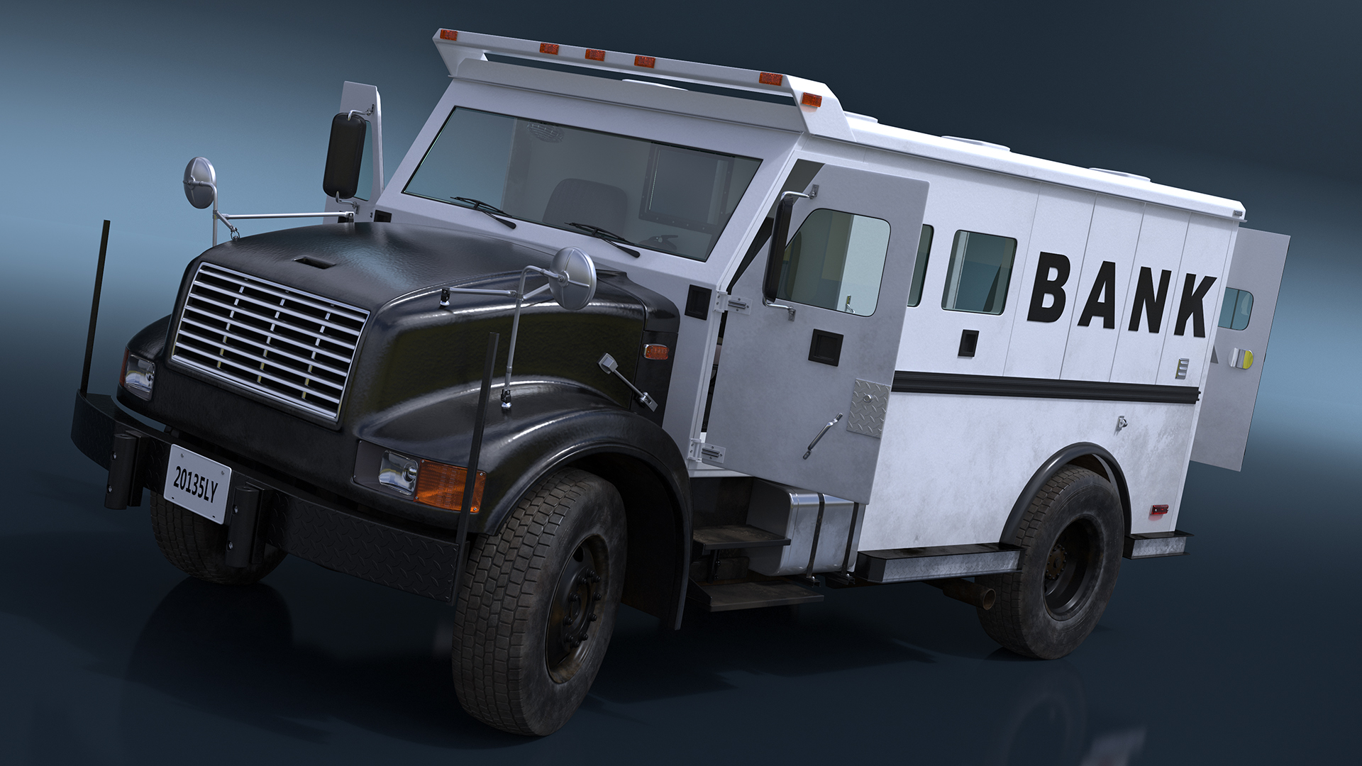 Armored Bank Truck Vehicle Rigged for Cinema 4D 3D