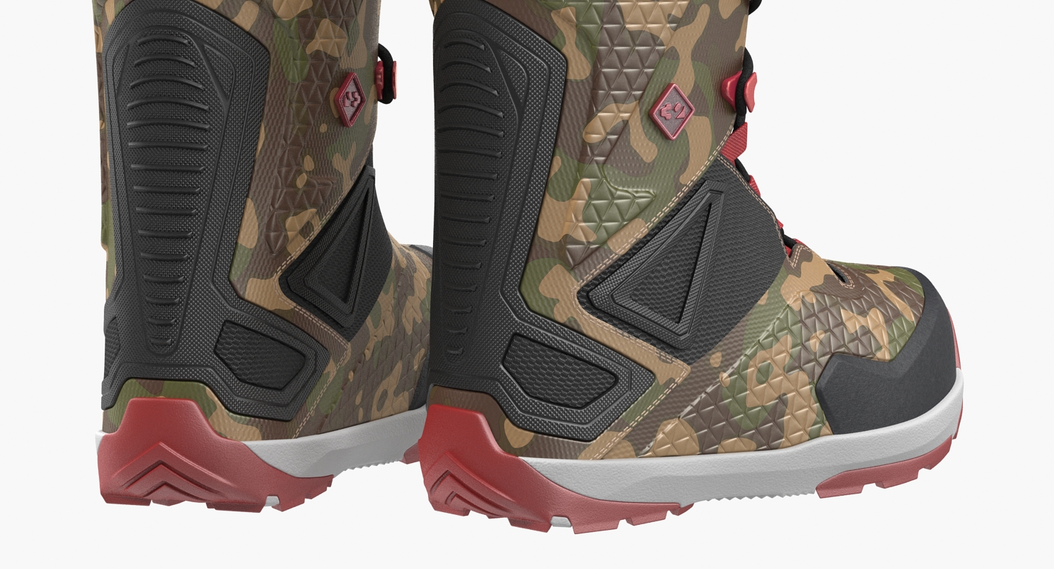 3D model Snowboarding Boots Camo Forest