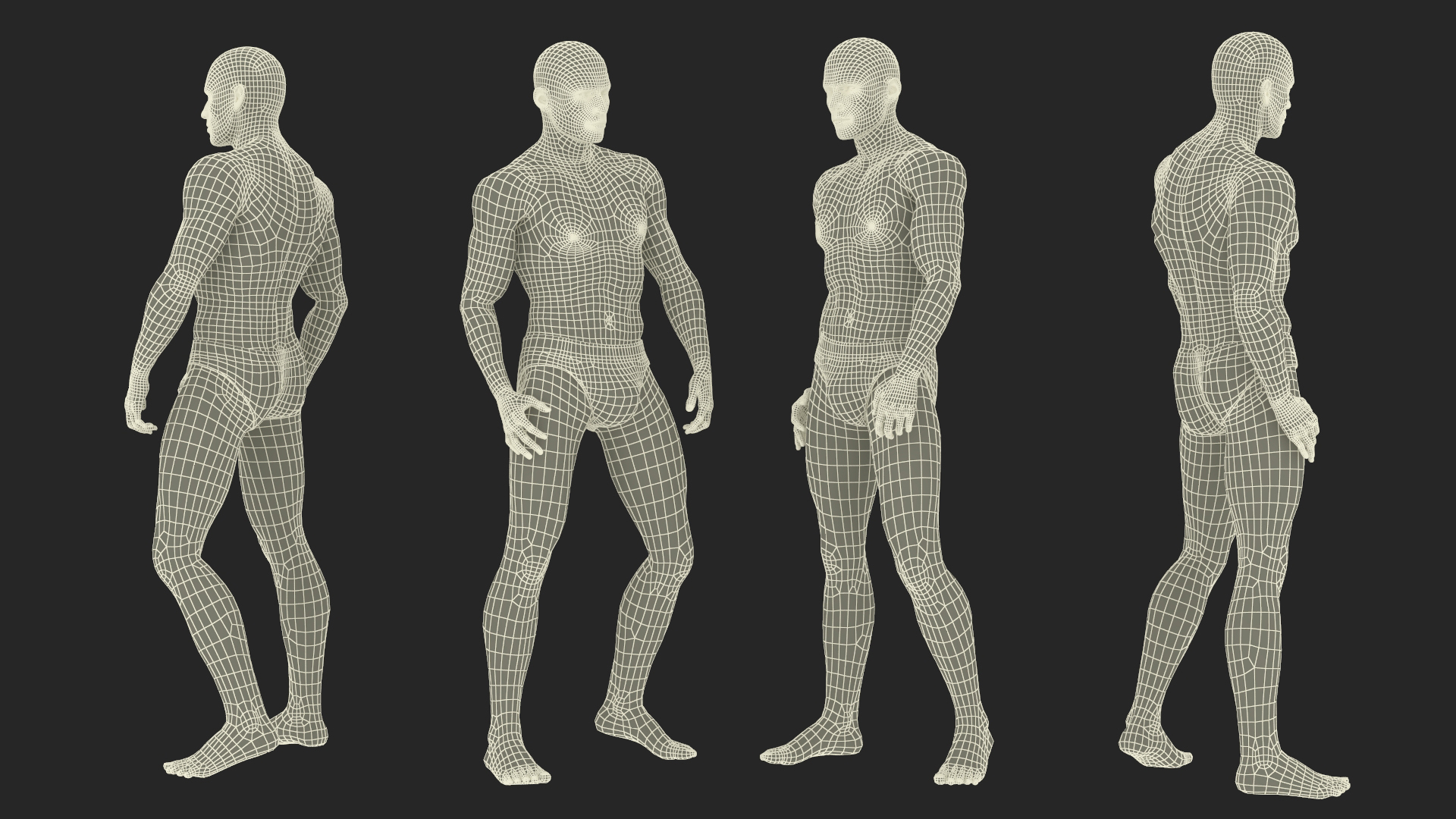 3D model Man Character in Underwear Standing