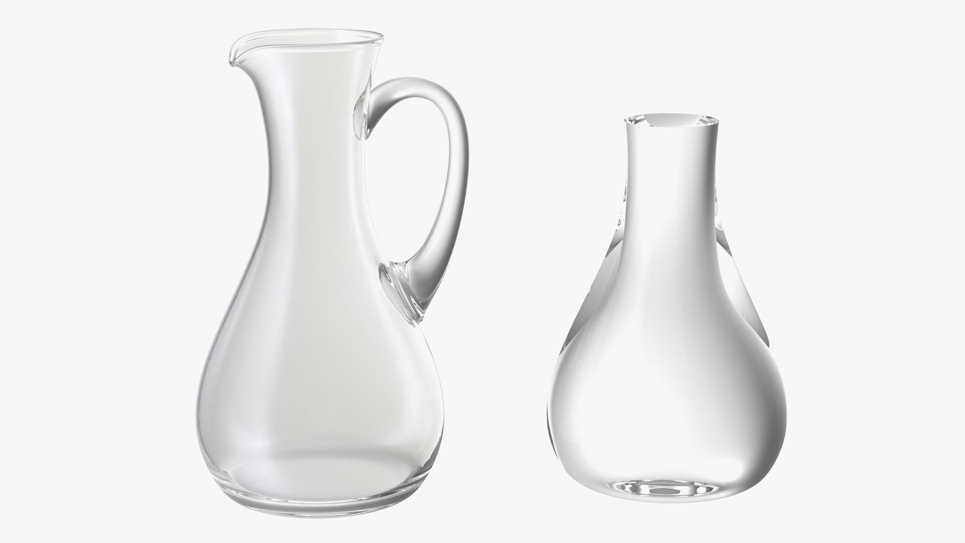 Glass Jug Narrow Neck With Water 3D