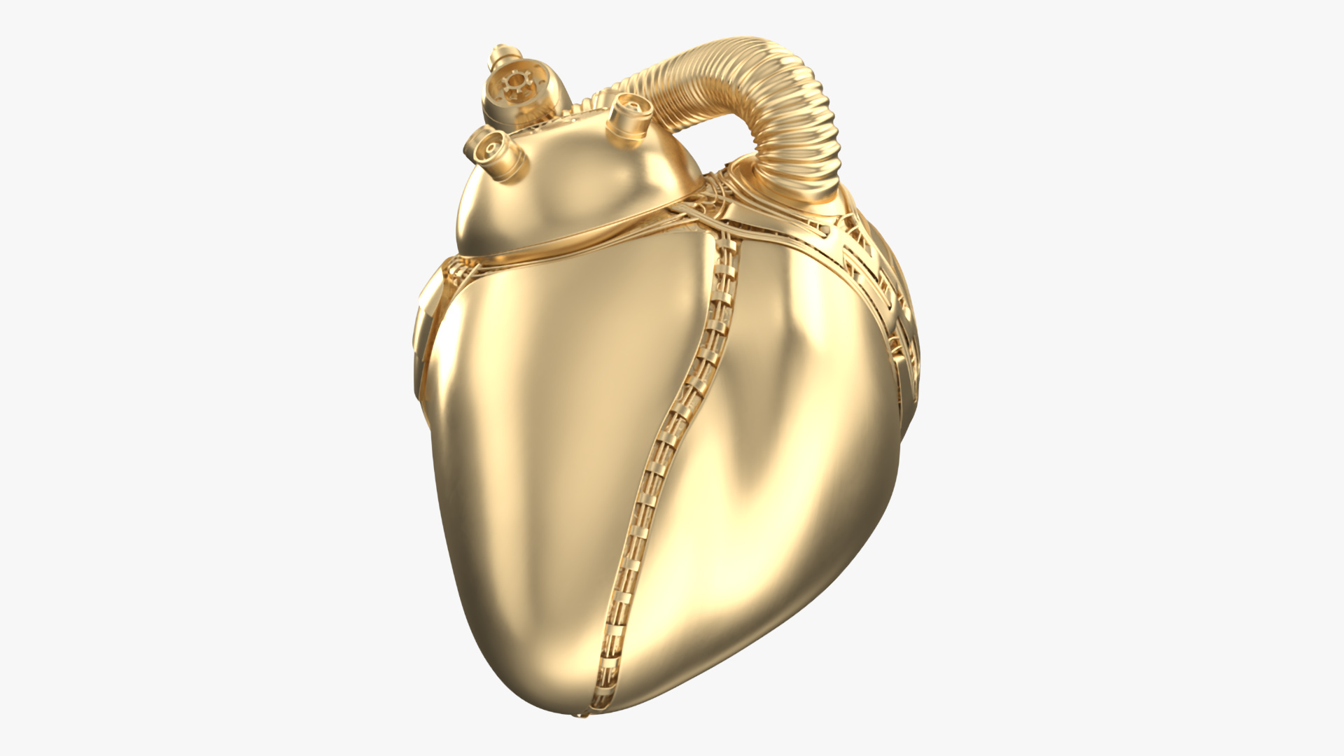 3D Golden Mechanical Heart model