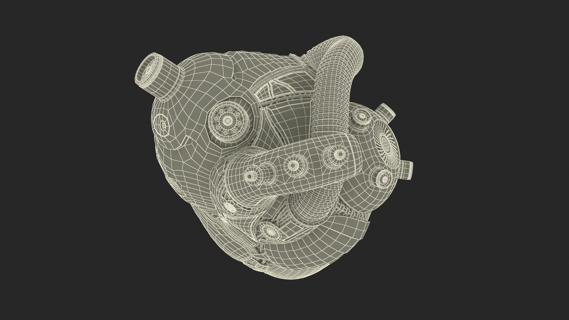 3D Golden Mechanical Heart model