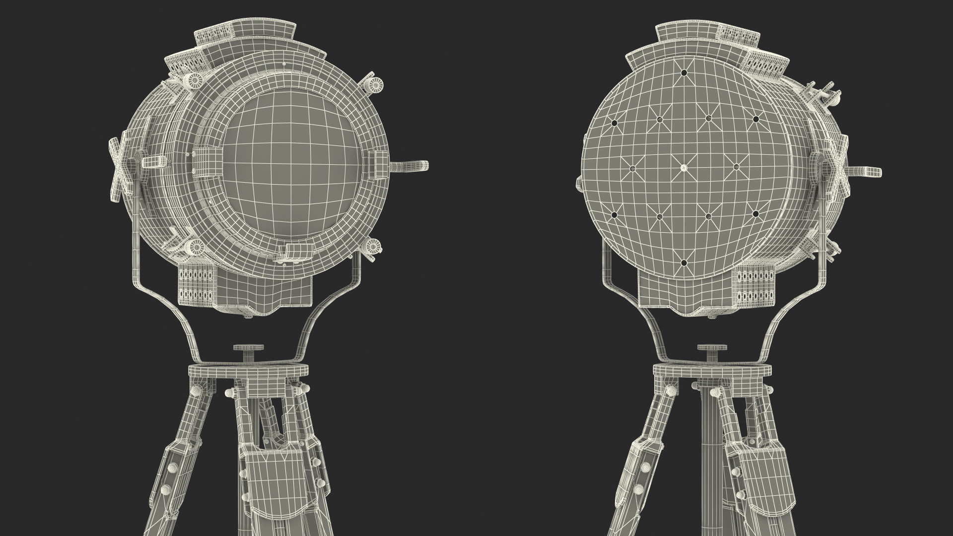 Theater Nautical Lamp Black Tripod 3D model