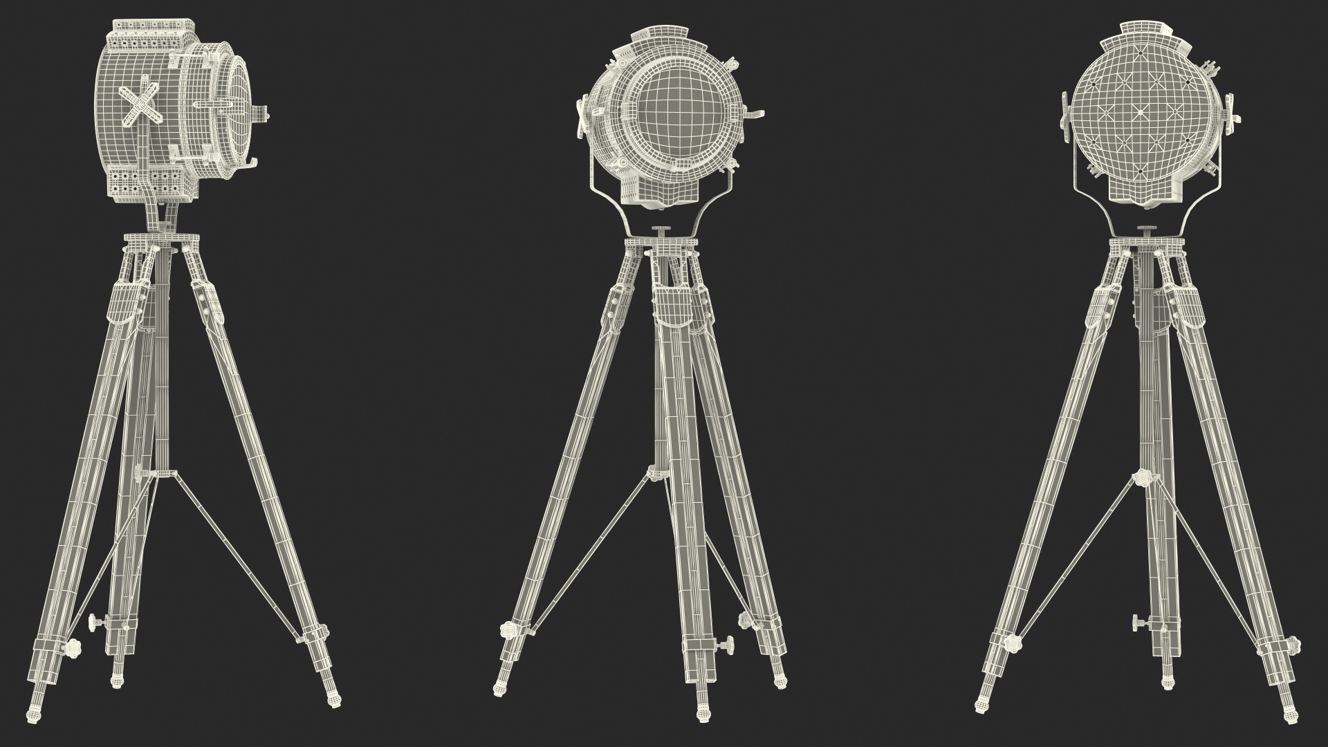 Theater Nautical Lamp Black Tripod 3D model