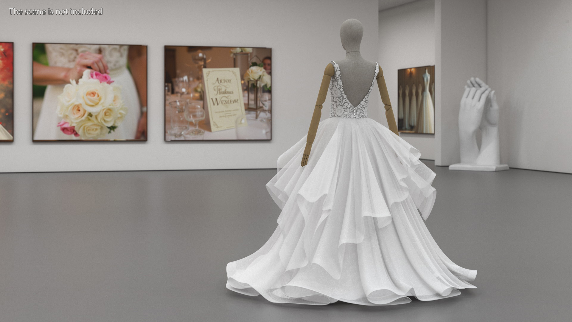 Bridal Gown on Mannequin 3D model