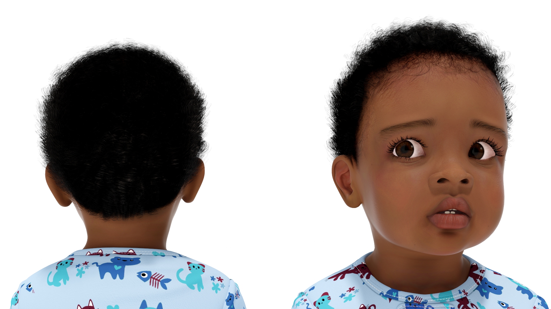 Toddler Black Boy Light Skin in Full Bodysuit Standing 3D model