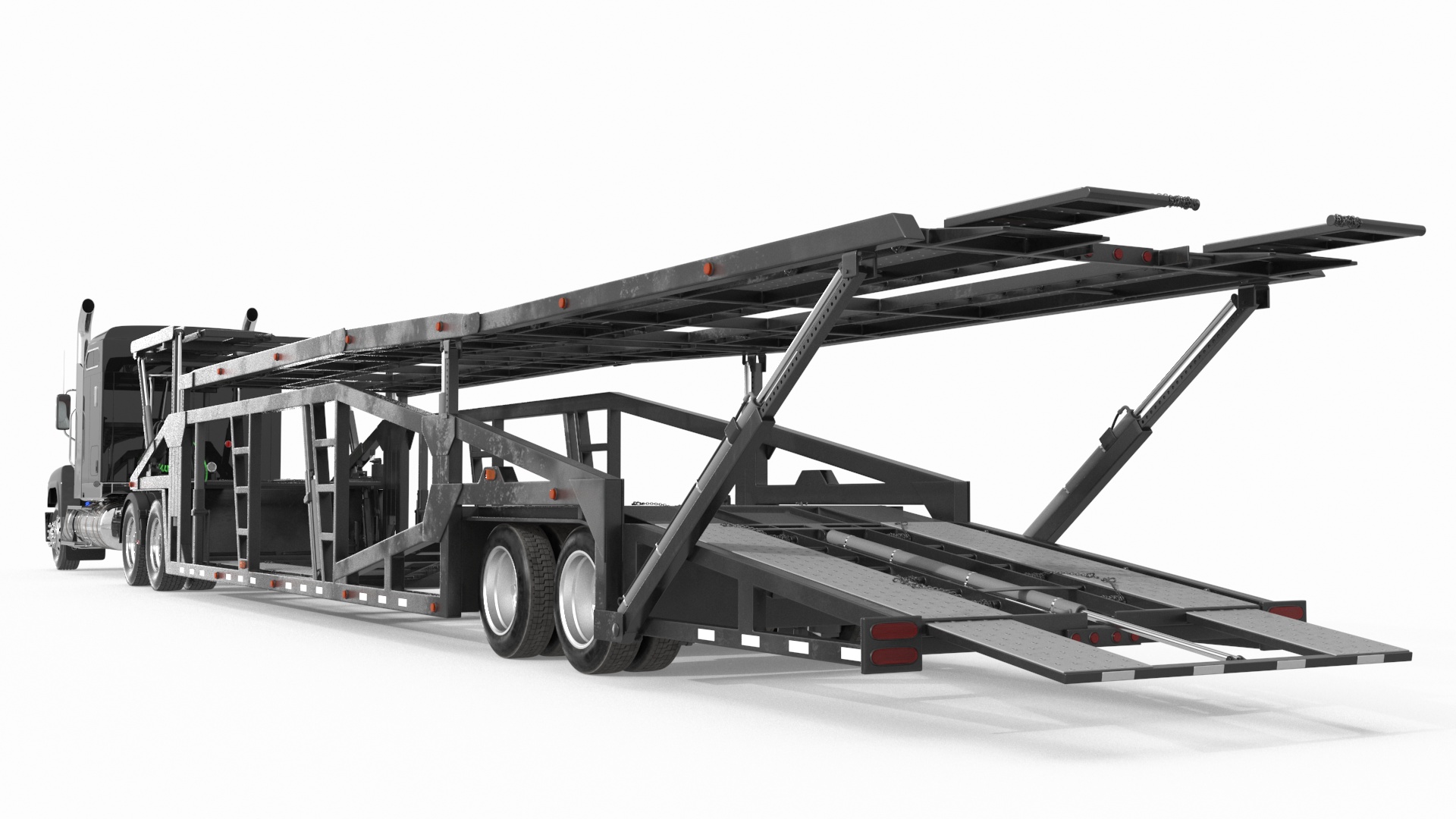 Freight Truck with Car Hauler Trailer 3D