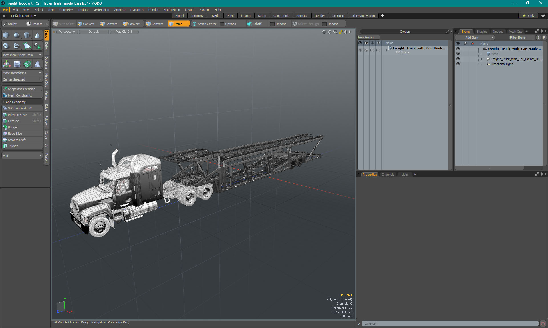 Freight Truck with Car Hauler Trailer 3D