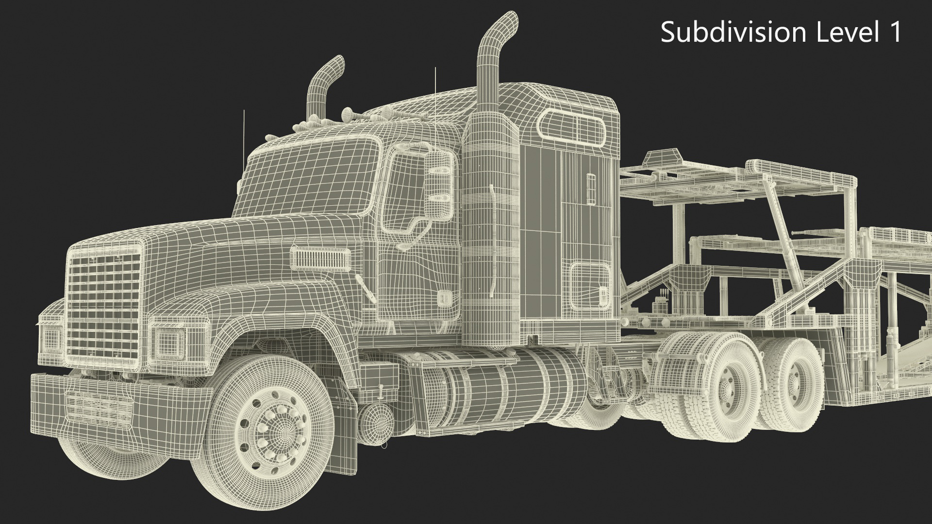 Freight Truck with Car Hauler Trailer 3D