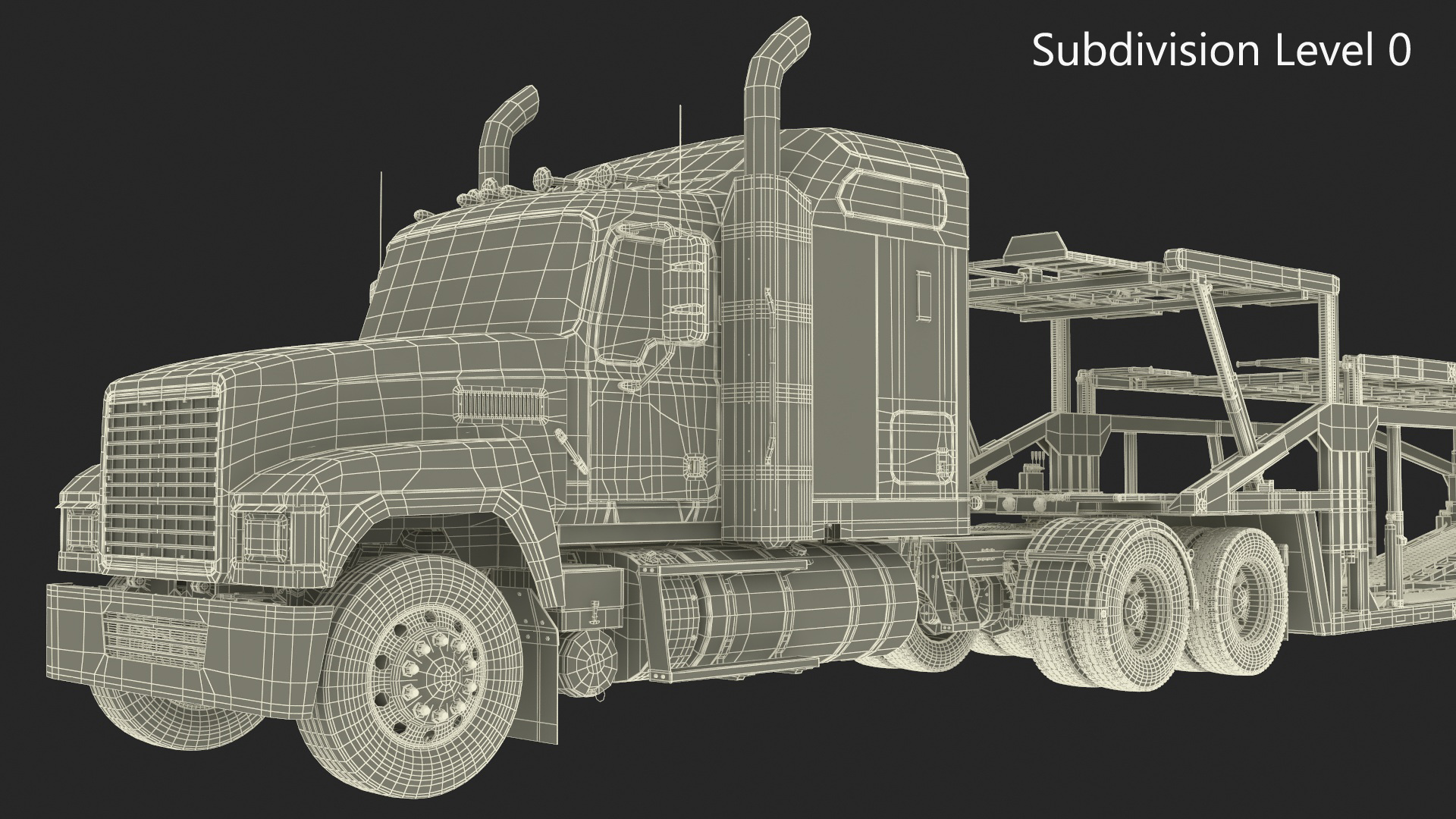 Freight Truck with Car Hauler Trailer 3D