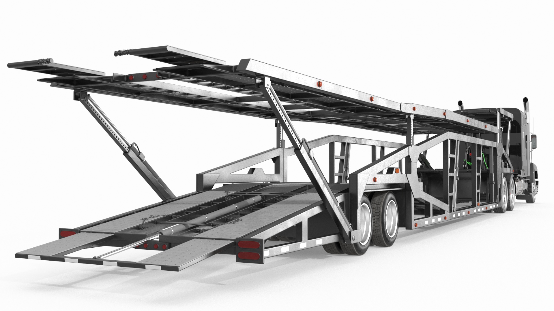 Freight Truck with Car Hauler Trailer 3D