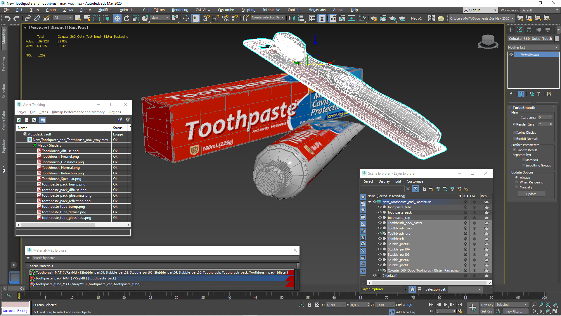 New Toothpaste and Toothbrush 3D model