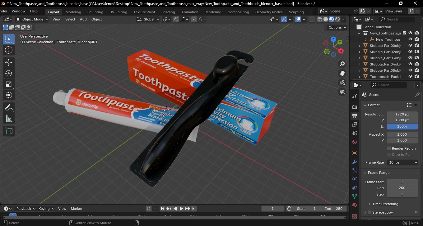 New Toothpaste and Toothbrush 3D model