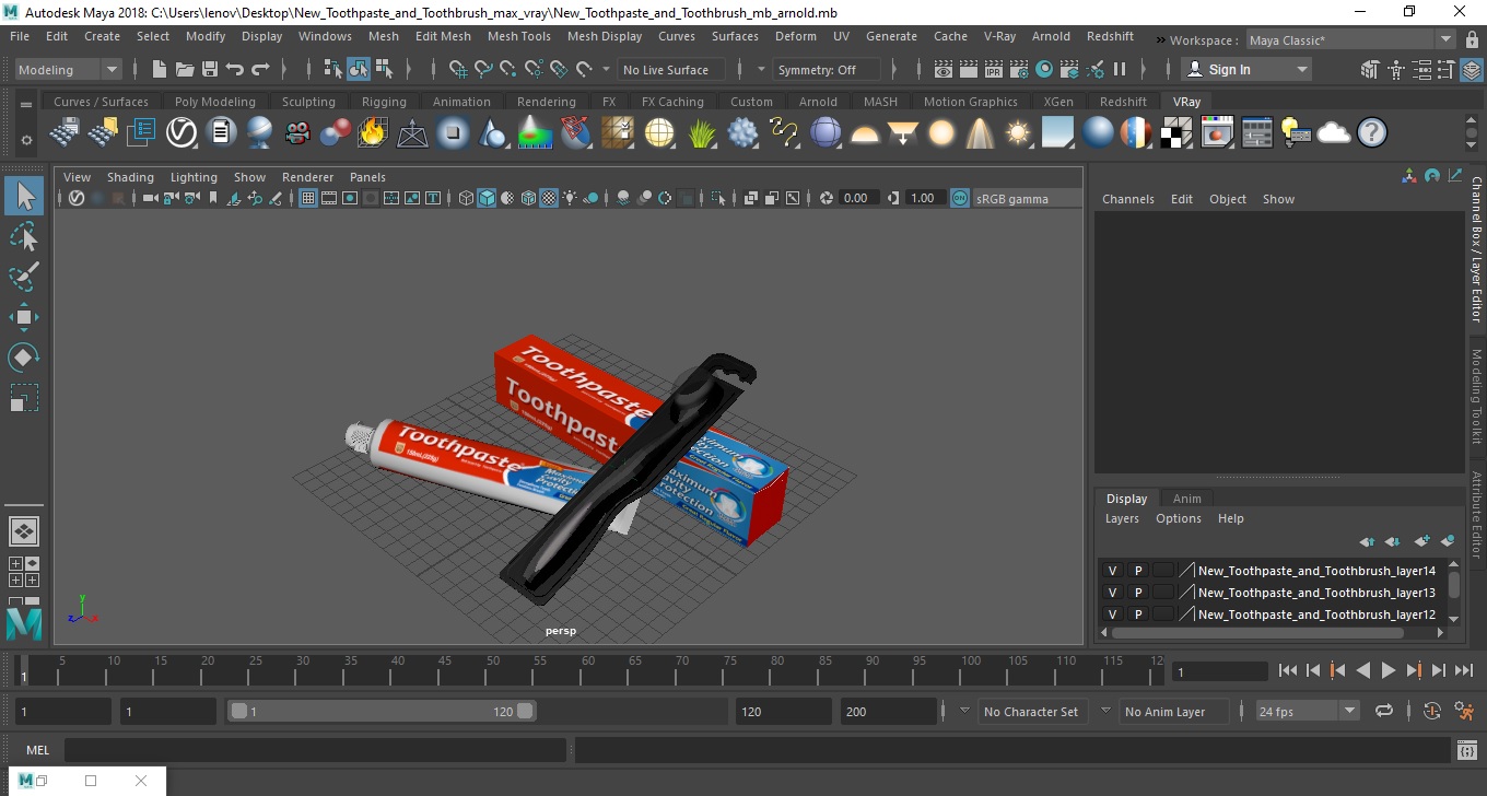 New Toothpaste and Toothbrush 3D model