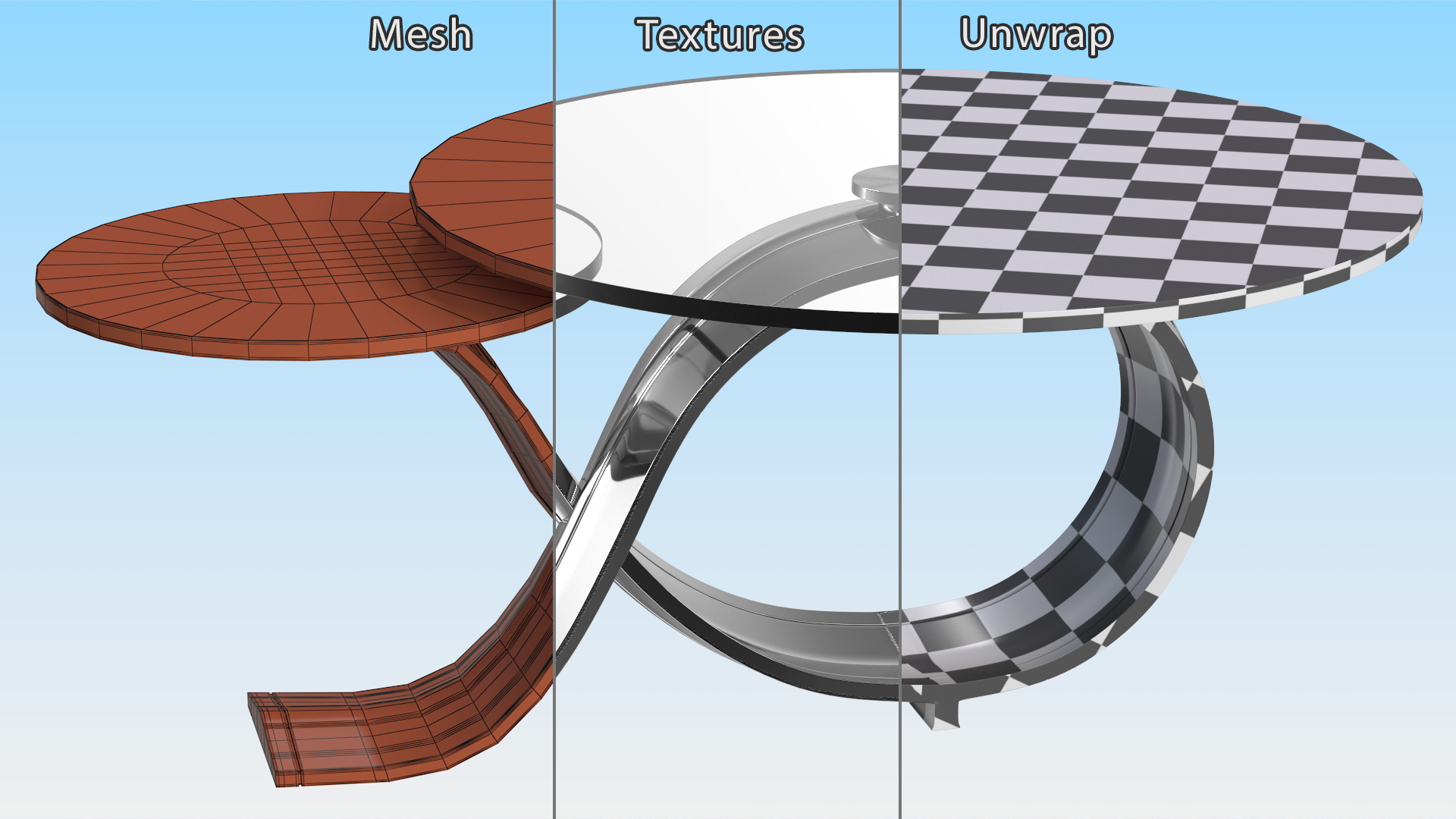 Glass Coffee Table Stainless Steel 3D model