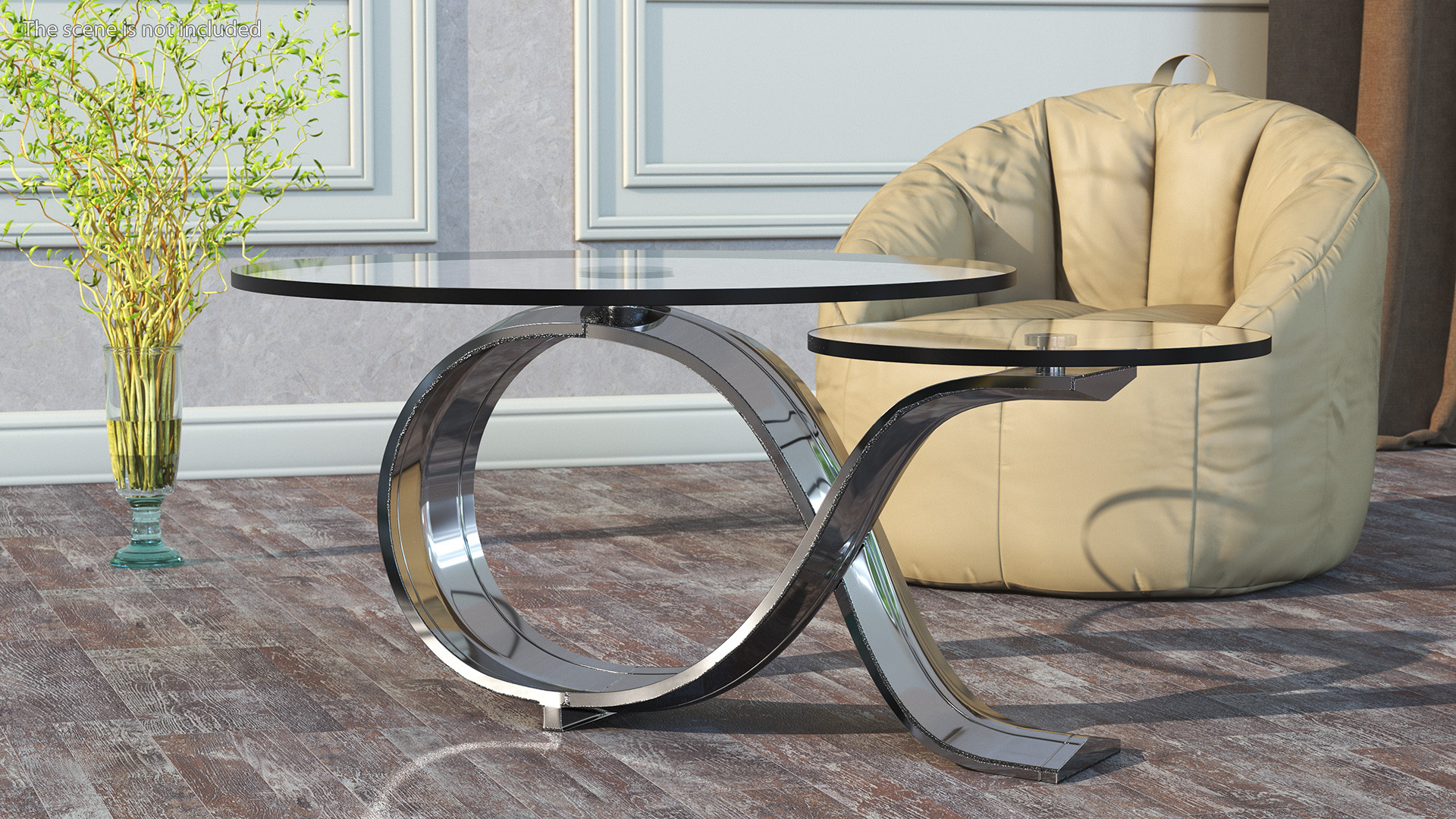 Glass Coffee Table Stainless Steel 3D model