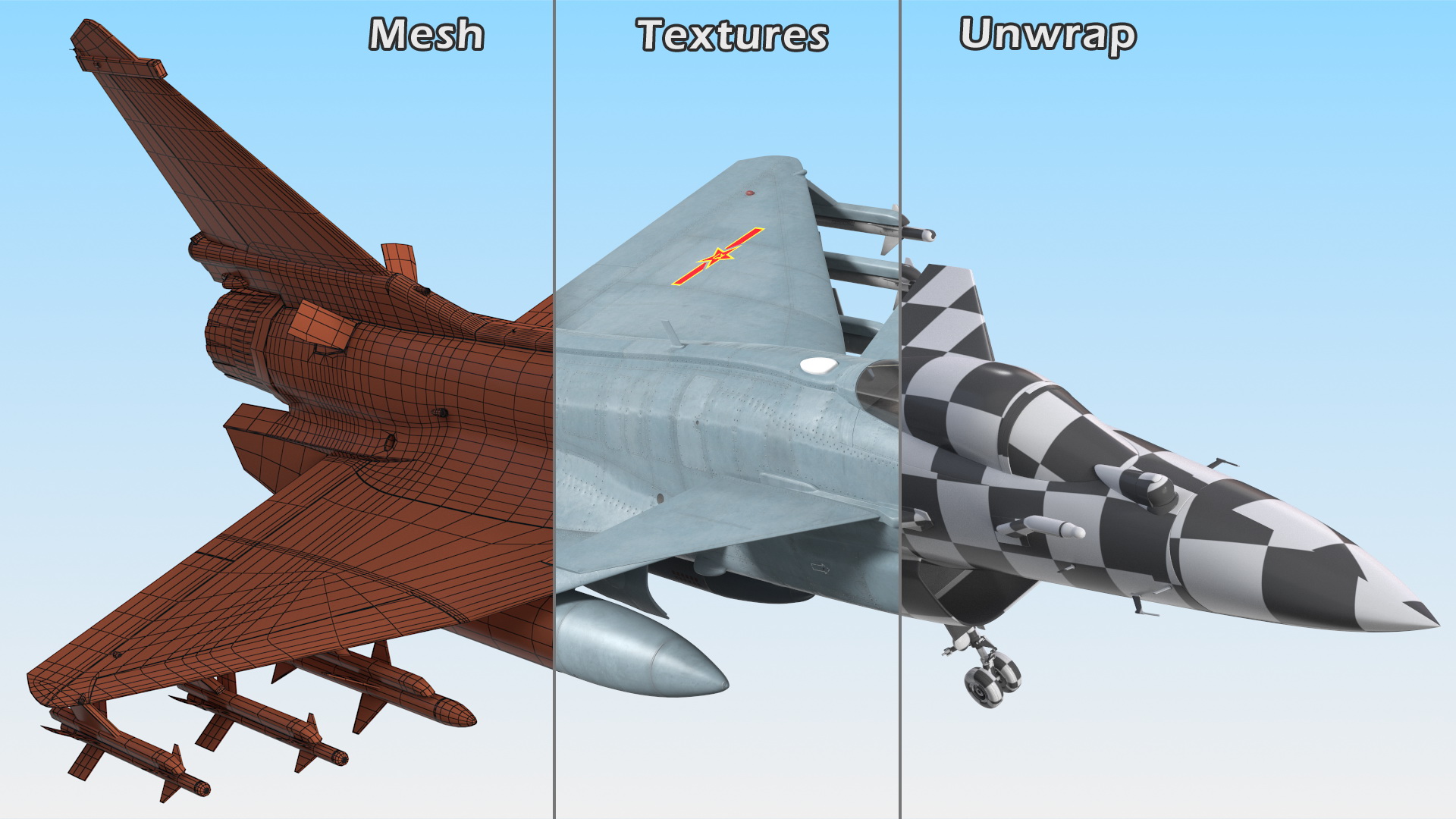 Chengdu J10 B Chinese Air Force Armed 3D