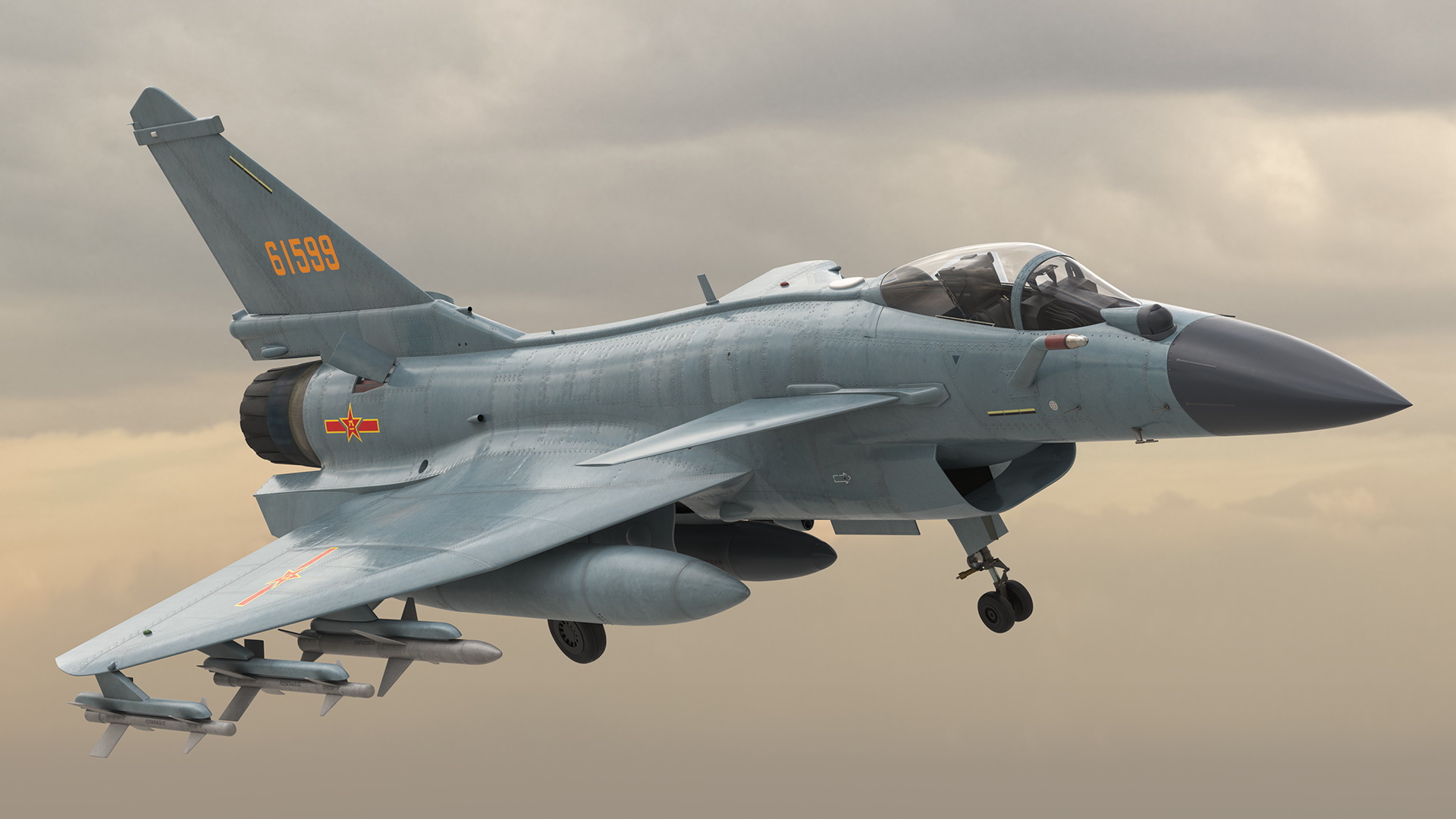 Chengdu J10 B Chinese Air Force Armed 3D