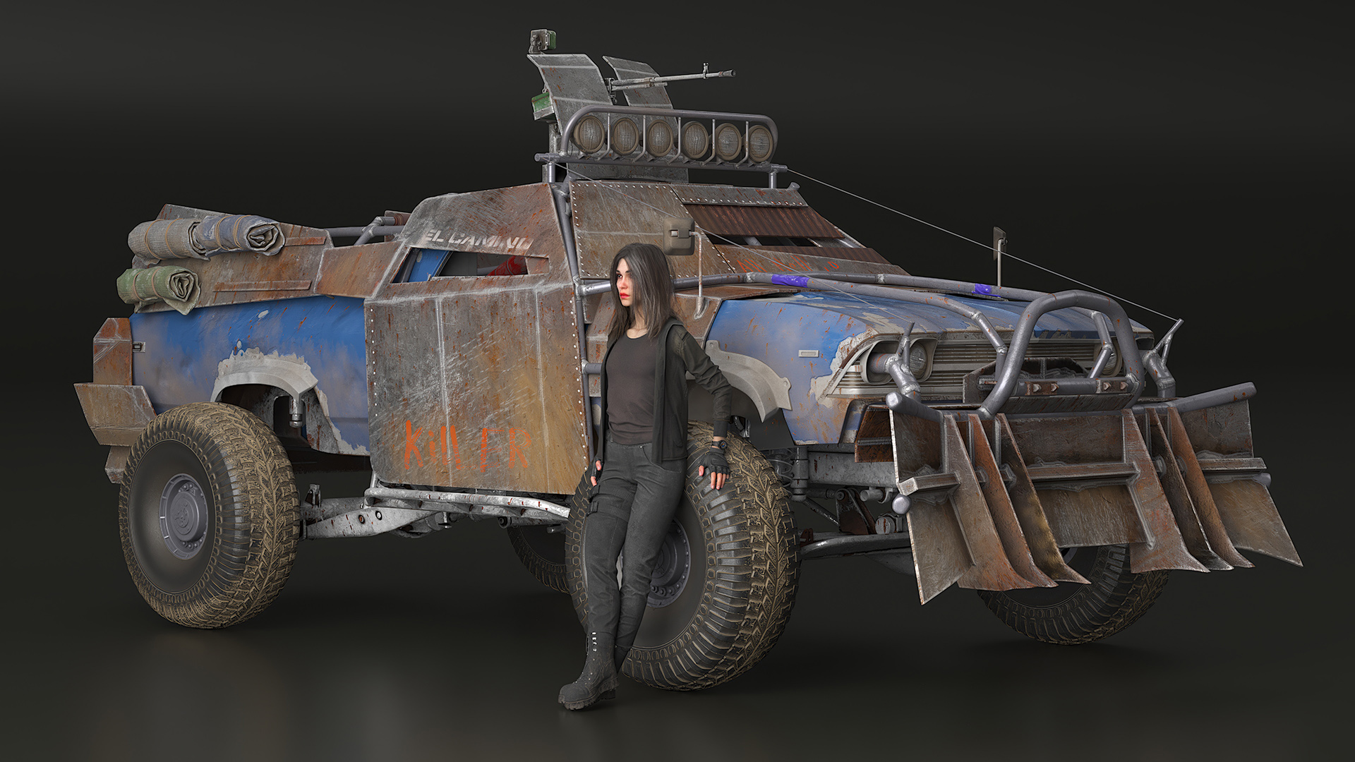 3D Post-Apocalyptic Survivor with Truck