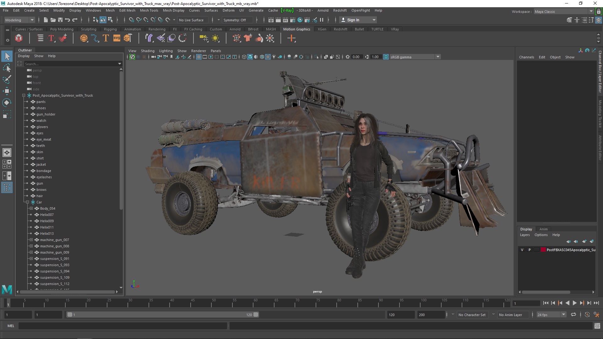 3D Post-Apocalyptic Survivor with Truck