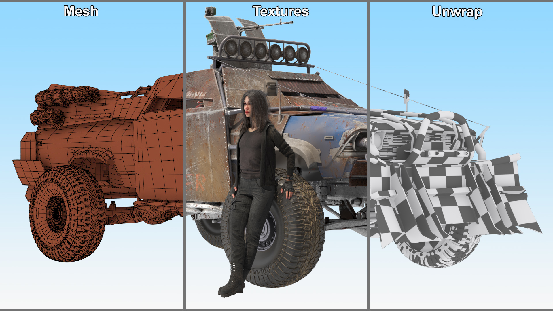 3D Post-Apocalyptic Survivor with Truck