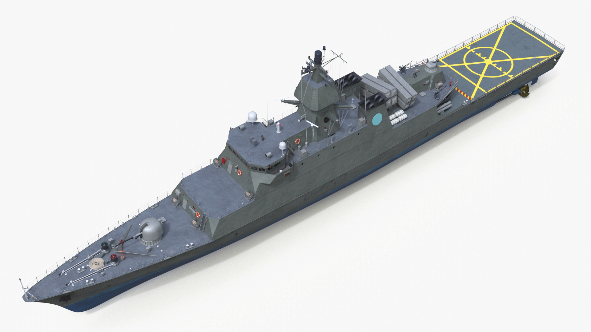 3D Modern Armed Warship Naval Rigged model