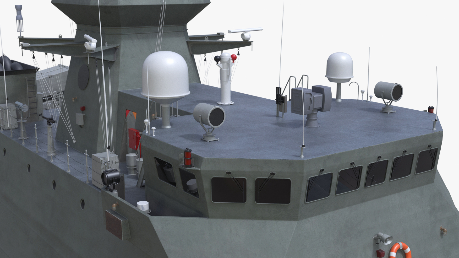 3D Modern Armed Warship Naval Rigged model