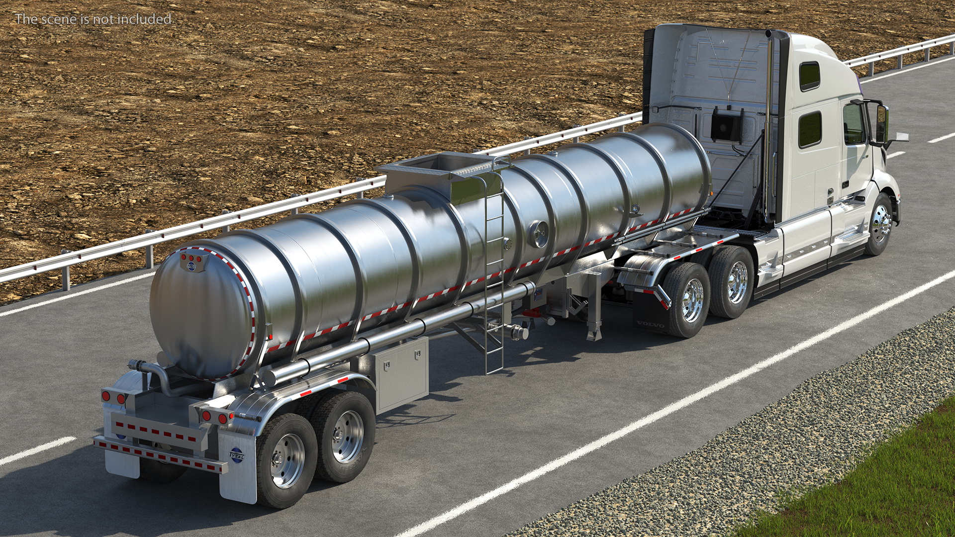 3D Volvo Truck with Tanker Trailer