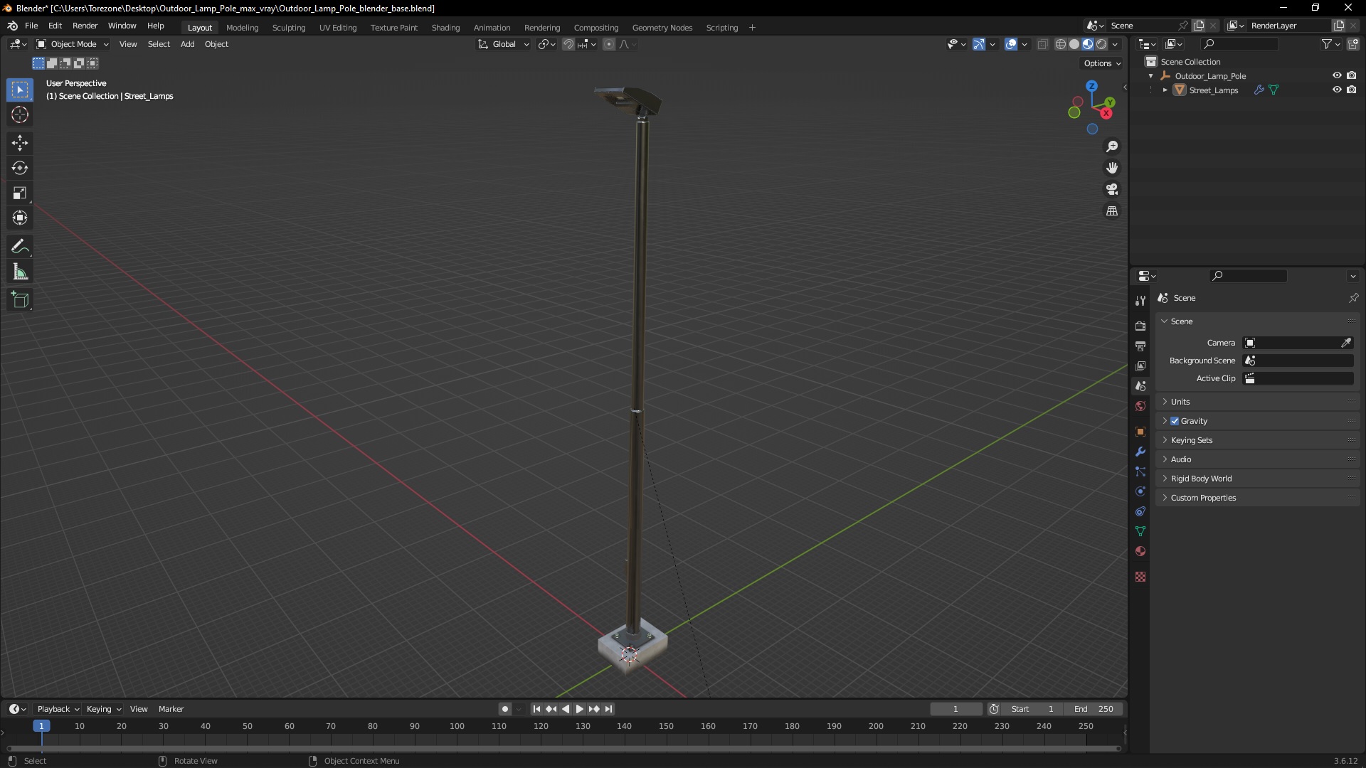 Outdoor Lamp Pole 3D