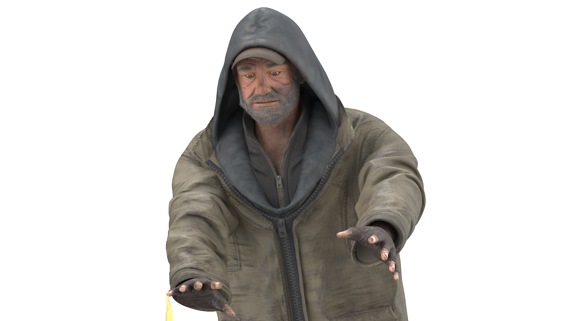 Homeless People Around Barrel Fire 3D model