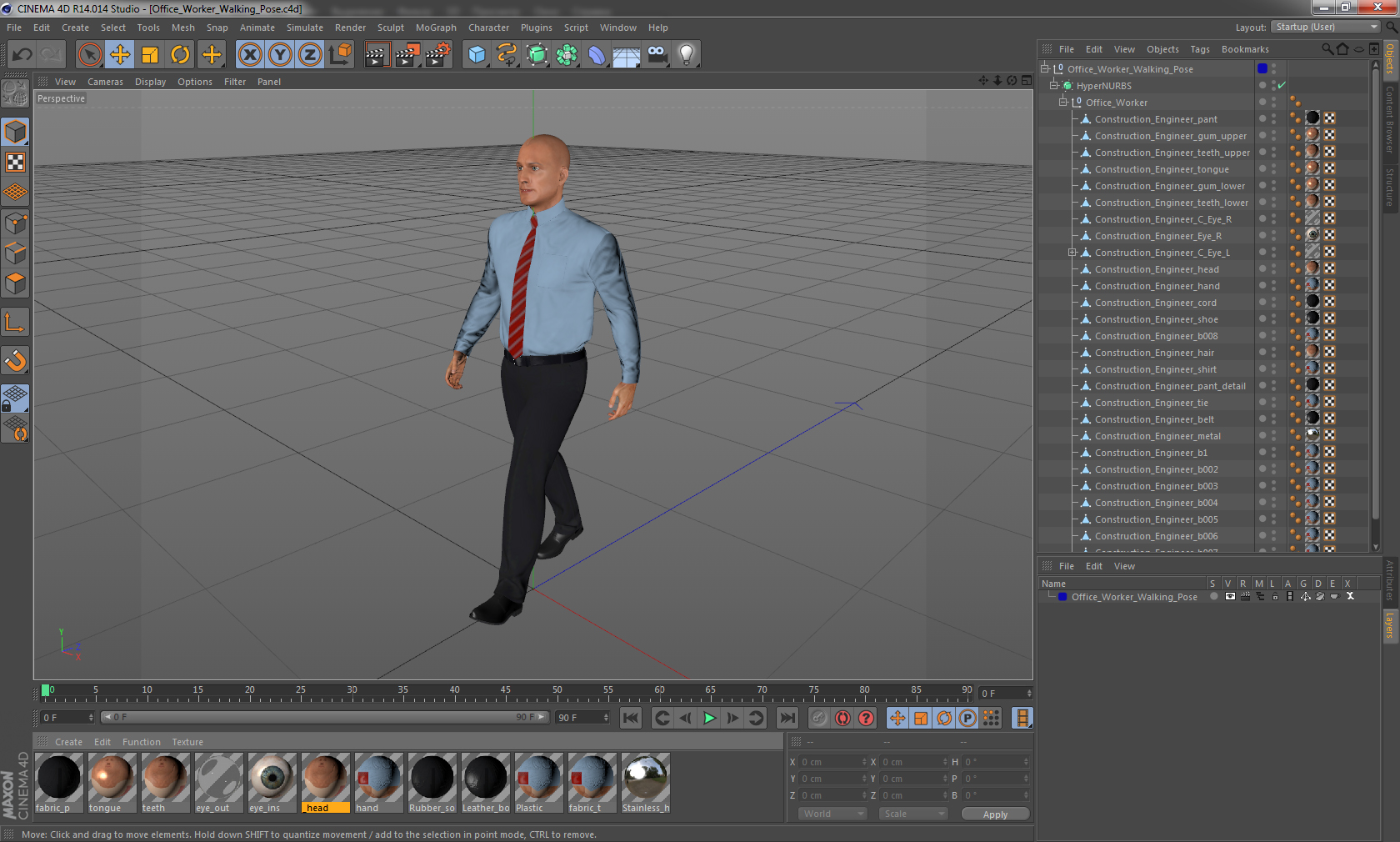 3D Office Worker Walking Pose