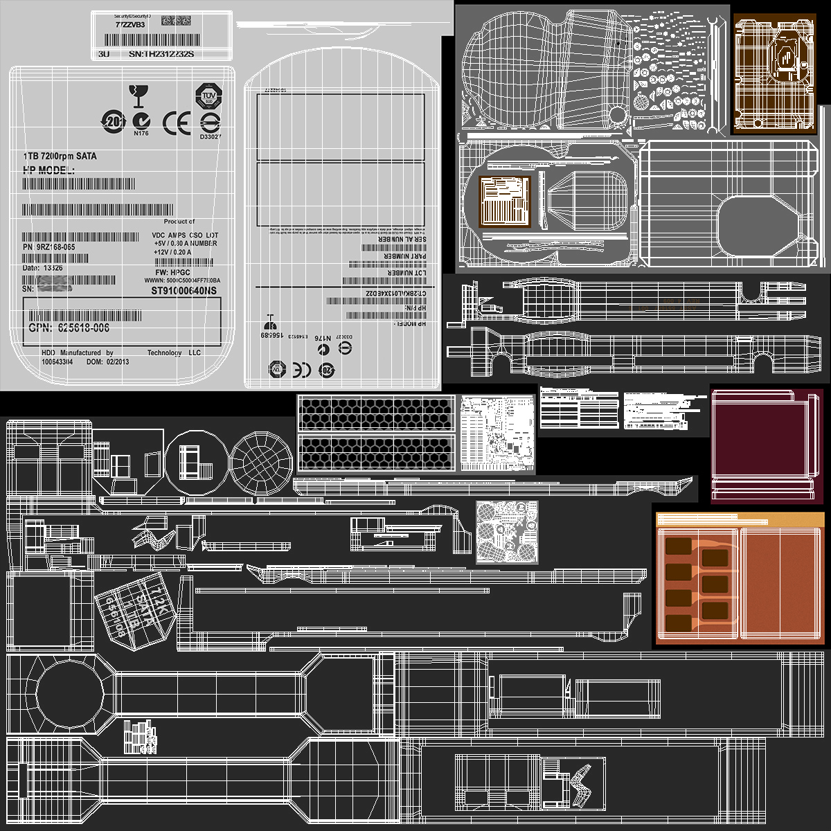 SATA 1TB HDD 3D