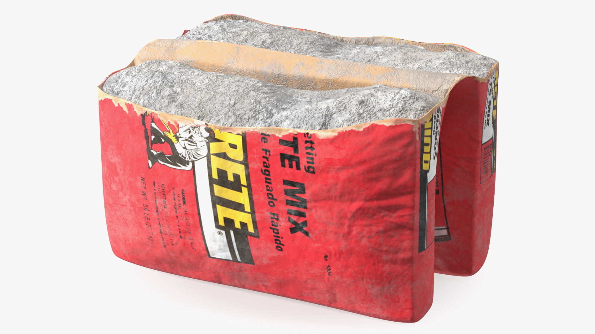 Torn Package Cement 50 Lb Red 3D model