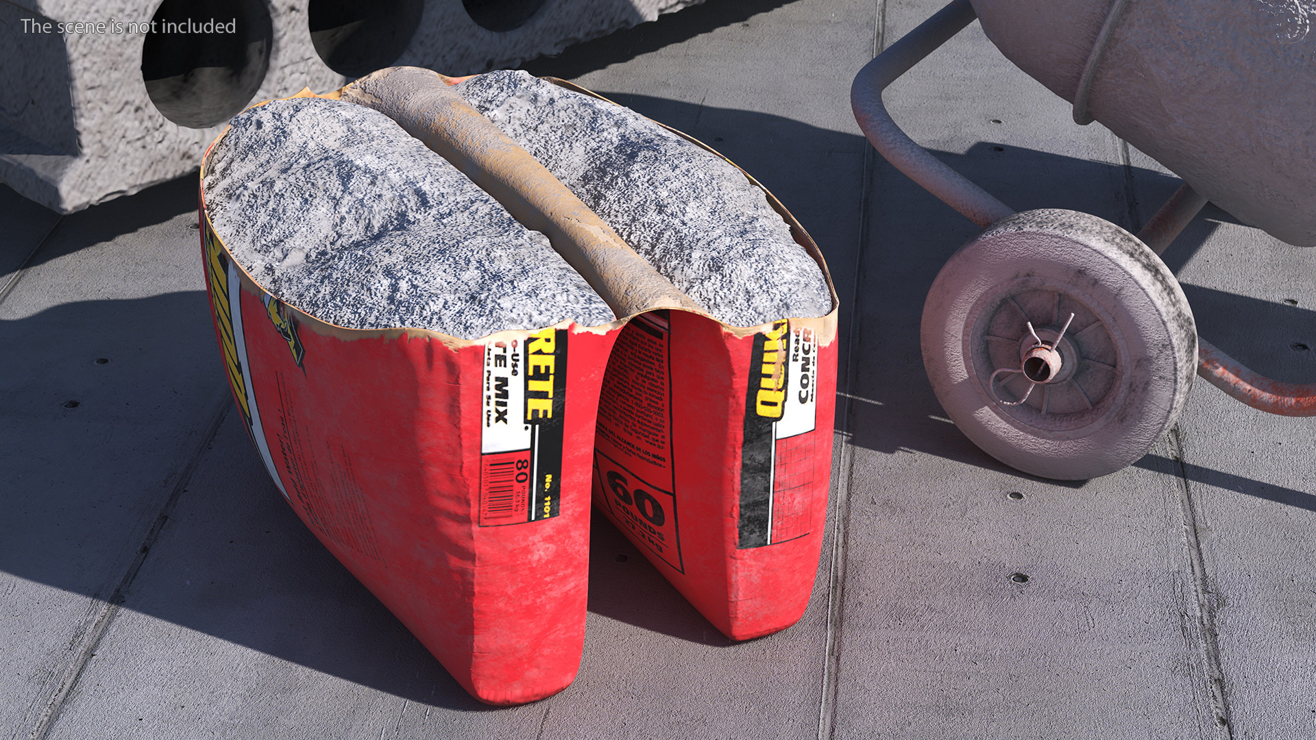 Torn Package Cement 50 Lb Red 3D model