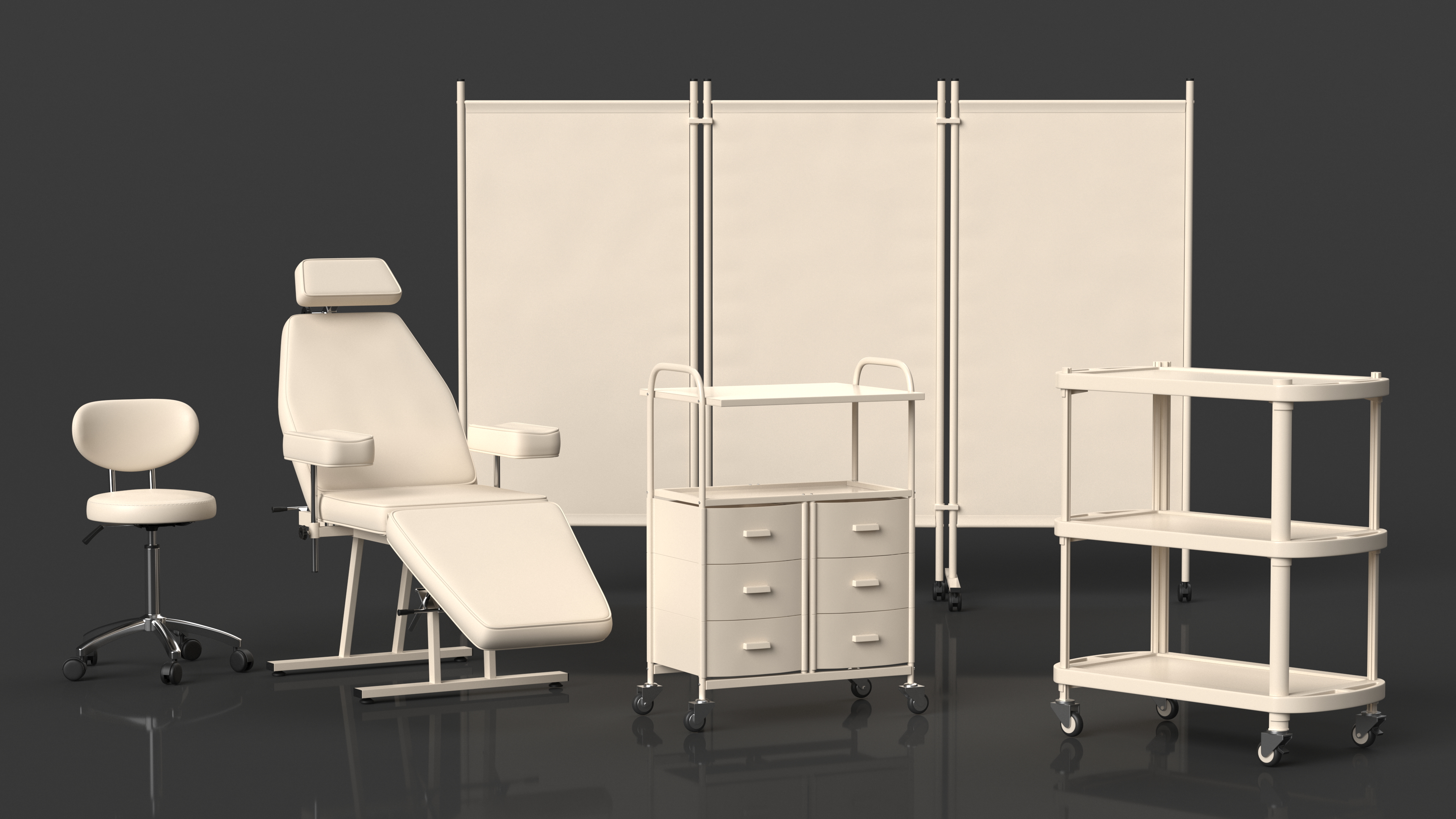 Doctors Office Furniture Set Beige 3D model