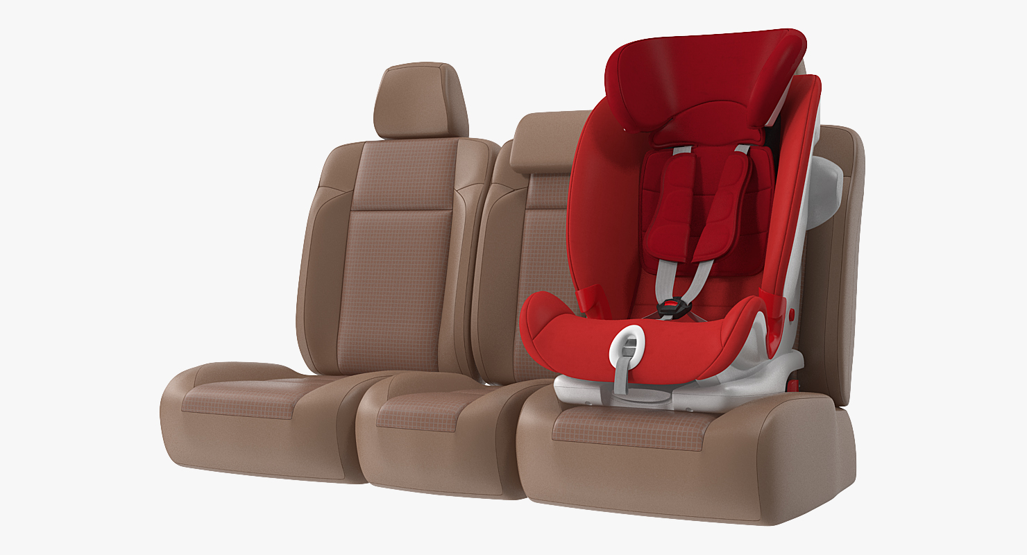 Child Safety Seat on Car Seat 3D model